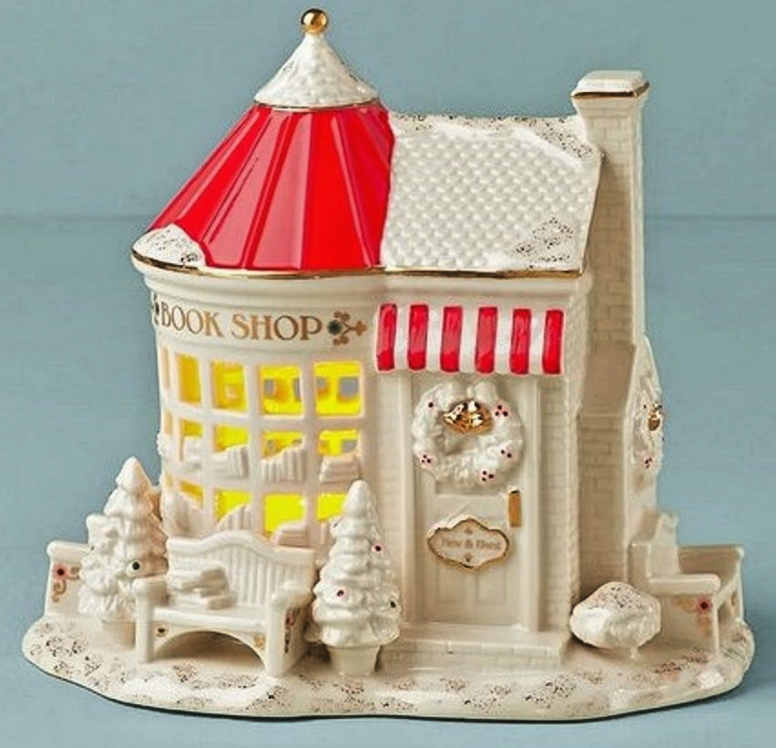 Lenox Mistletoe Park Lit BOOK SHOP Village Treasures Figurine NEW Boxed