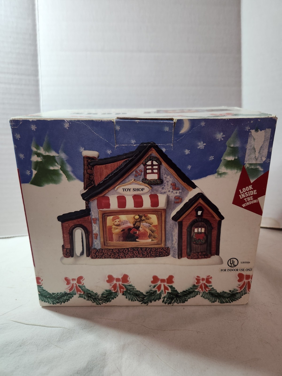 Holiday Style Christmas Village Toy Shop with Box and Light