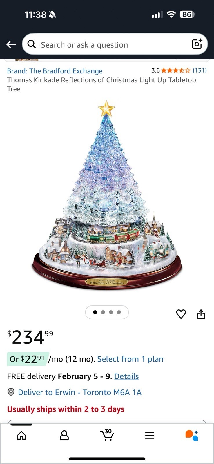 Thomas Kinkade Reflexition Of Chirstmas Light Tabletop