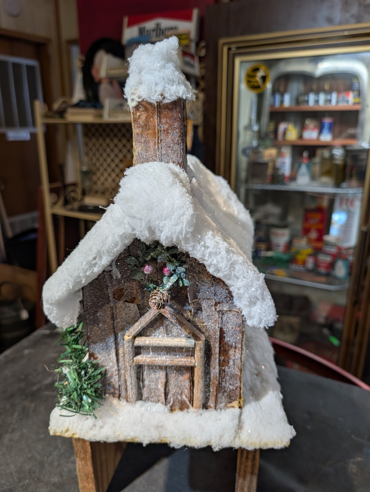 Original Twig Tree Bark Christmas Snow Village Church