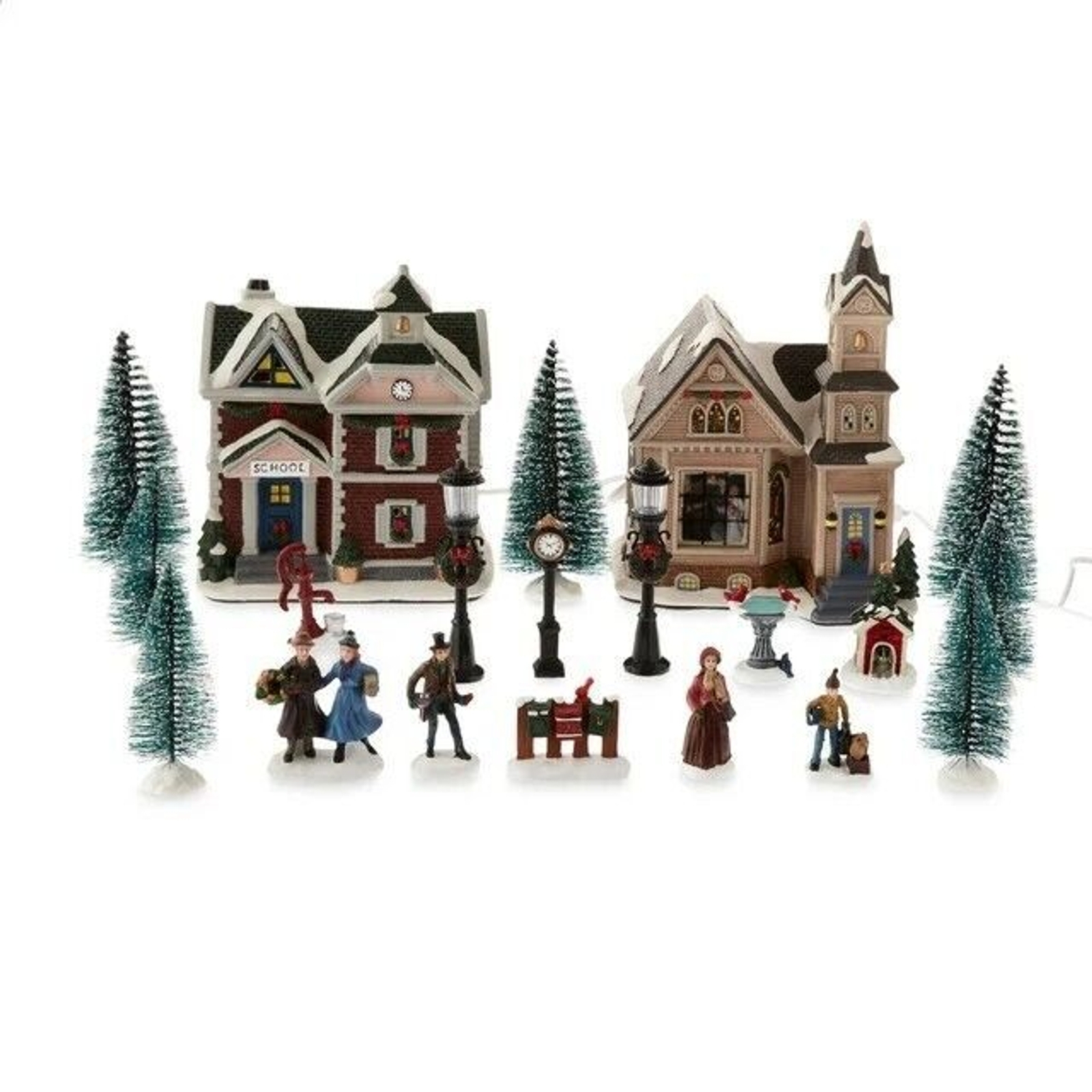 Brand New Holiday Time Christmas Village Set of 20 Pieces