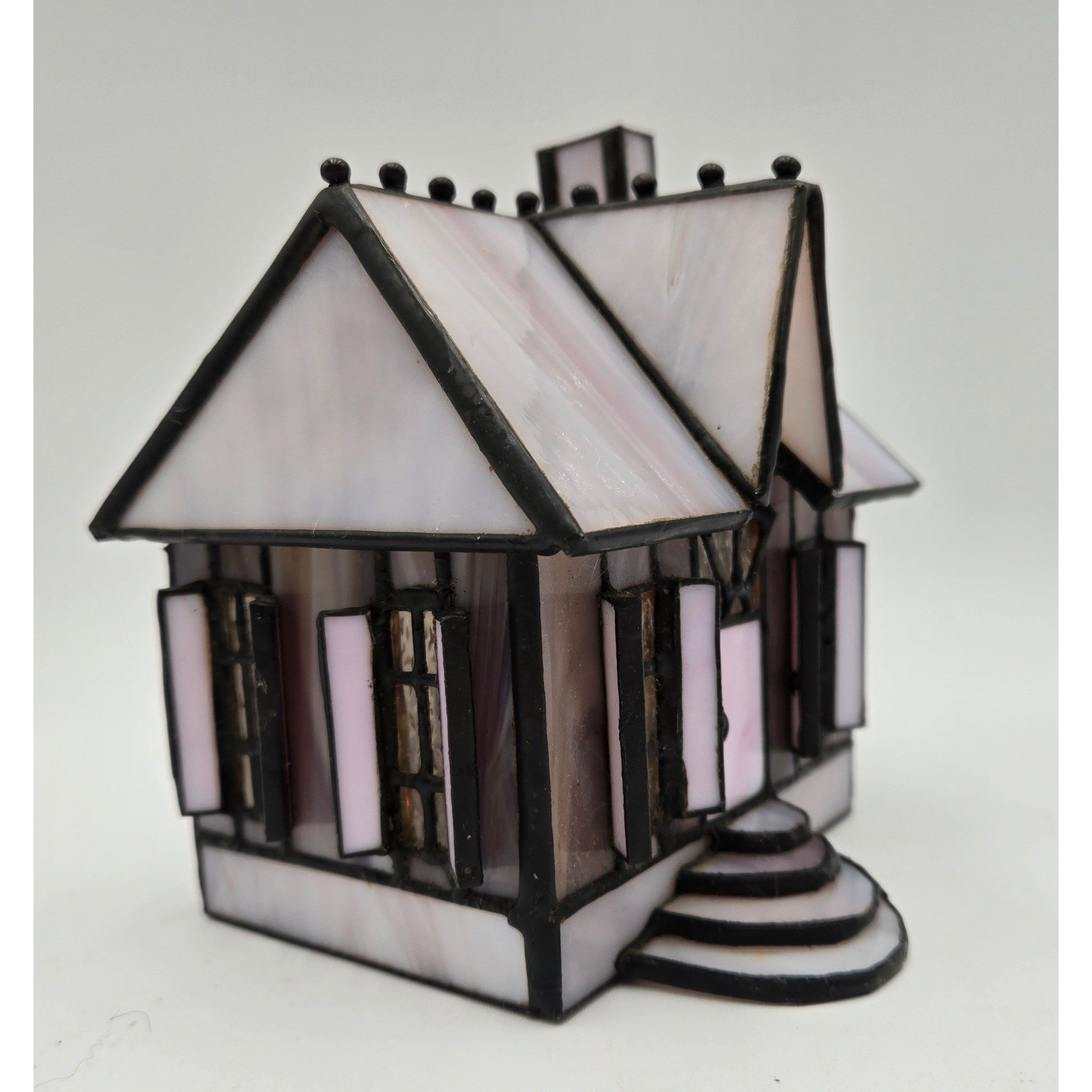 Bill Job Vitreville Candy Makers Cottage SH61A Stained Glass House 1993 Lighted