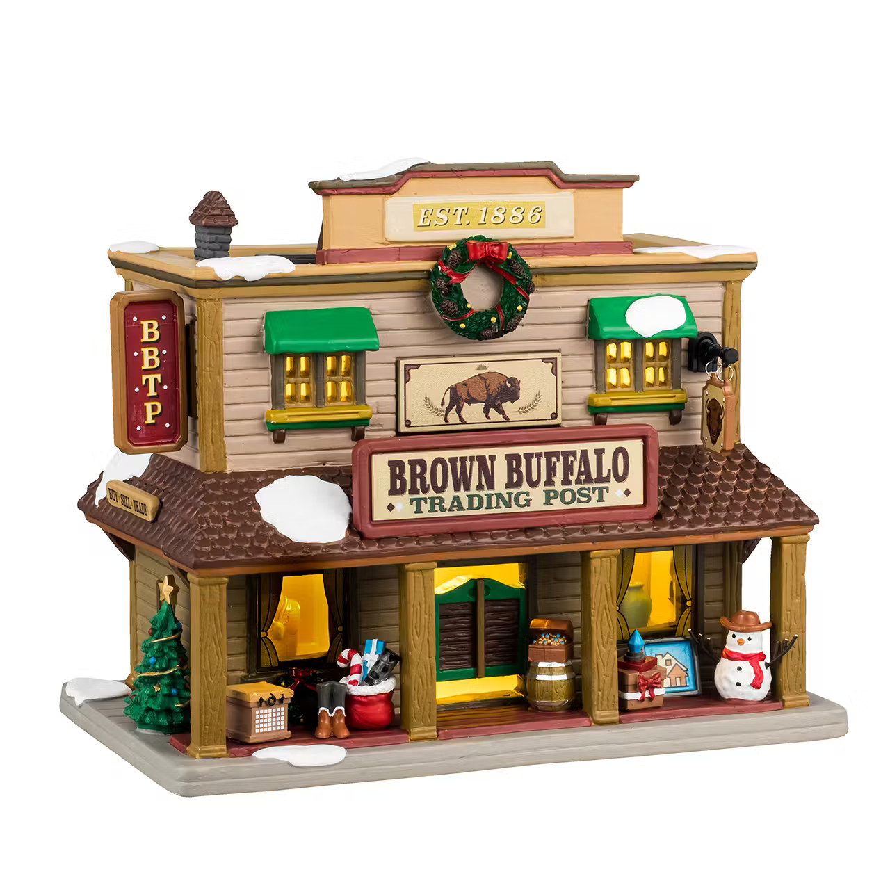 Lemax 2024 Brown Buffalo Trading Post Vail Village 45230 EST 1886 Nostalgia Snow
