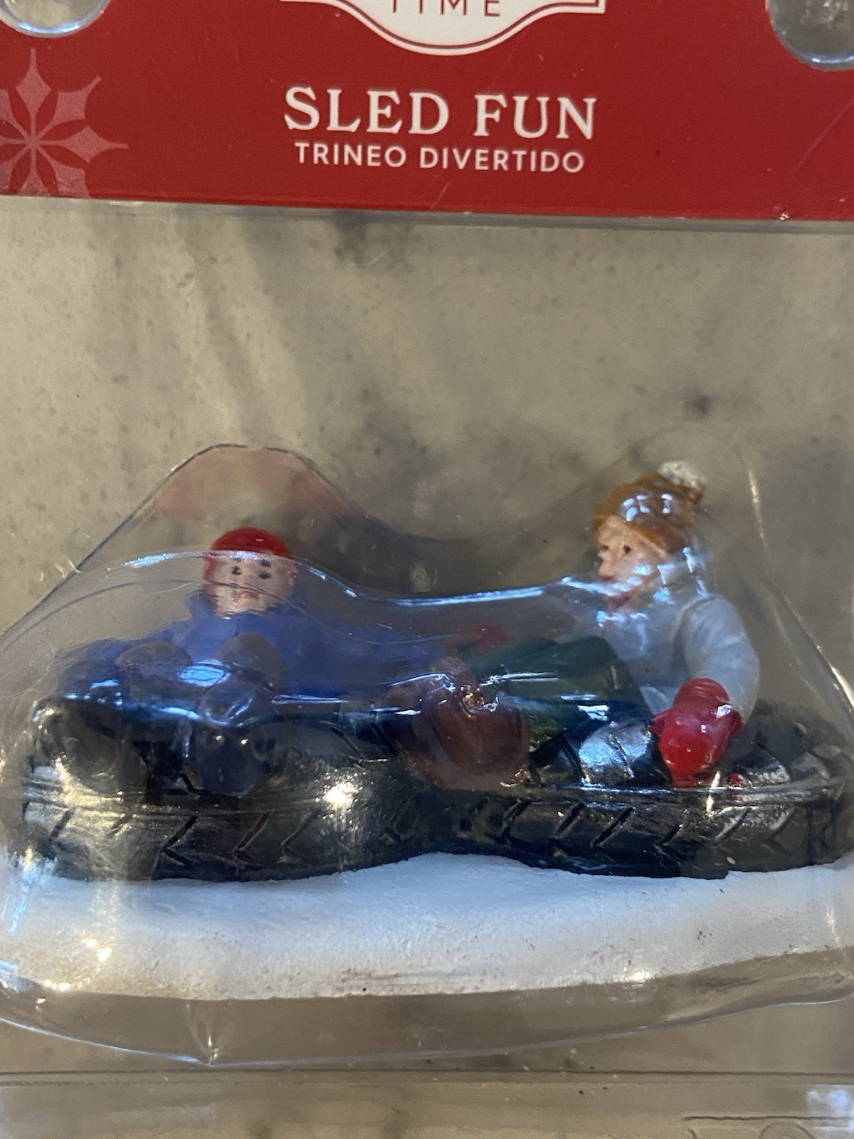 NEW IN PACKAGE ~ HOLIDAY TIME * SLED FUN * Kids on Snow Tubes Christmas Village