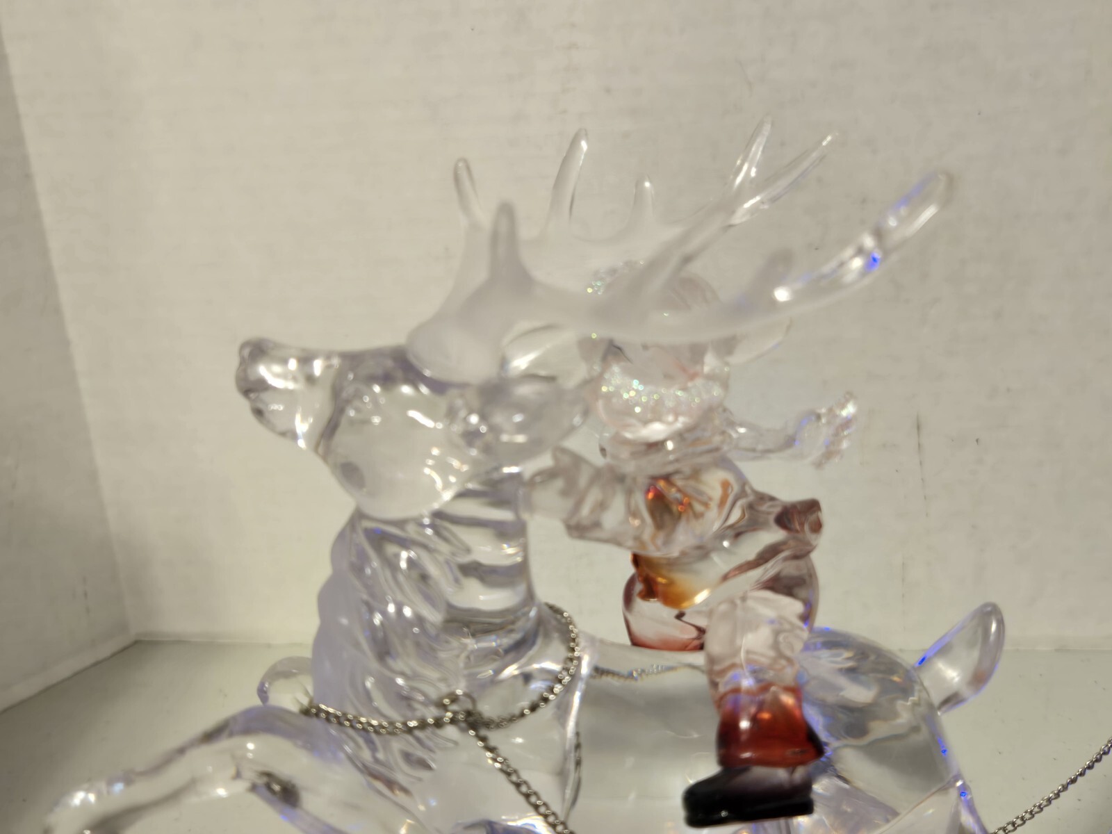 Heritage Mint Holiday Ice Sculptures Santa & His Sleigh Color Changing in Box