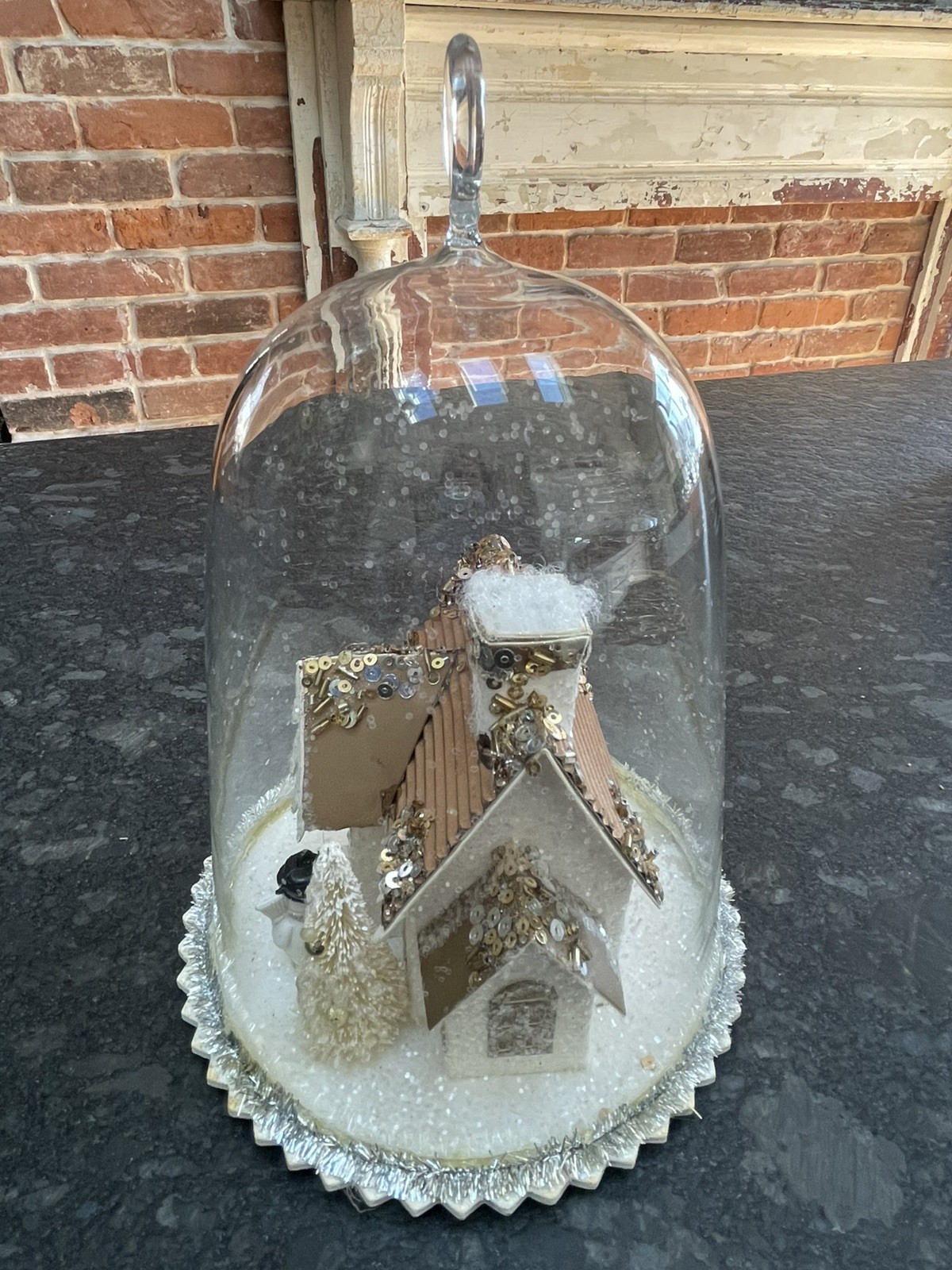 Pottery Barn Christmas Cloche Lighted House, Snowman, Trees 8×5 – Light Works