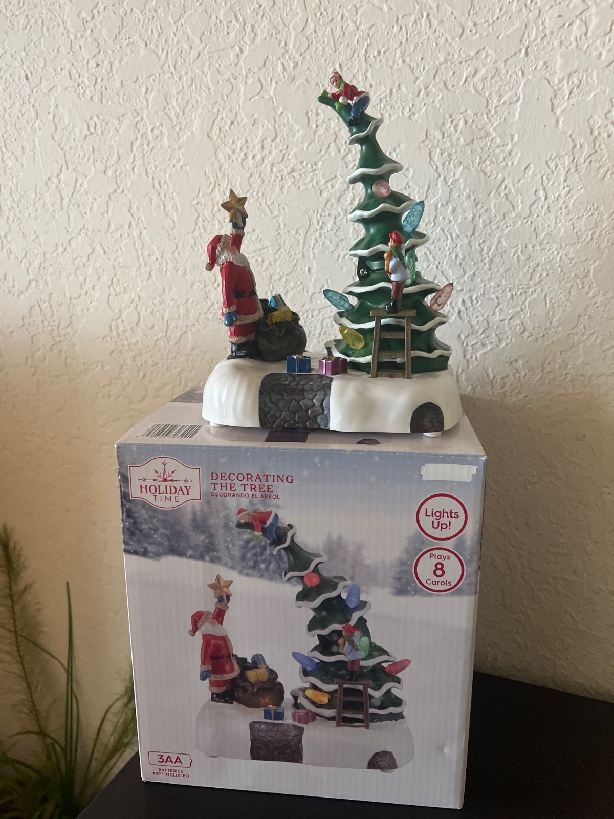 Holiday Time Light-up & Musical Christmas Village Decorating The Tree Scene 8.3″