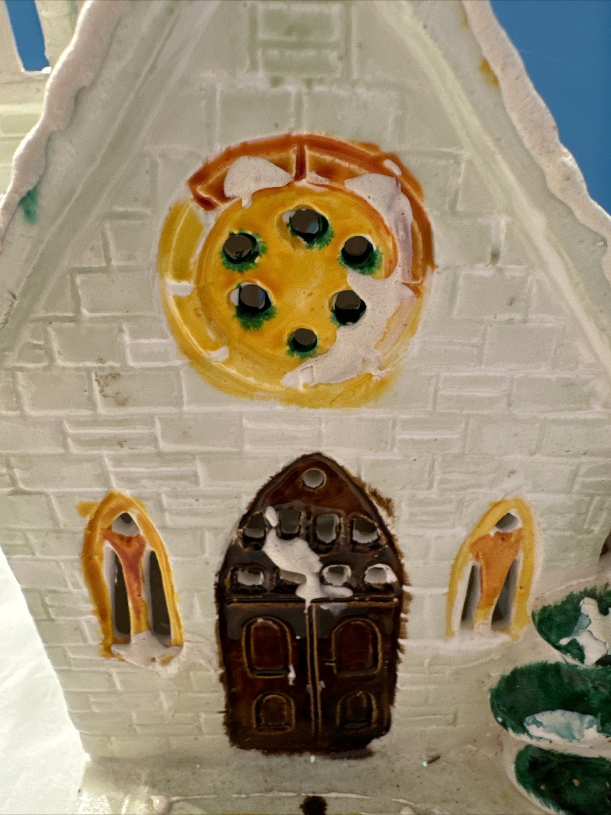 Dept 56 Original Snow Village Green Stone Church w/Bell Tower Vintage
