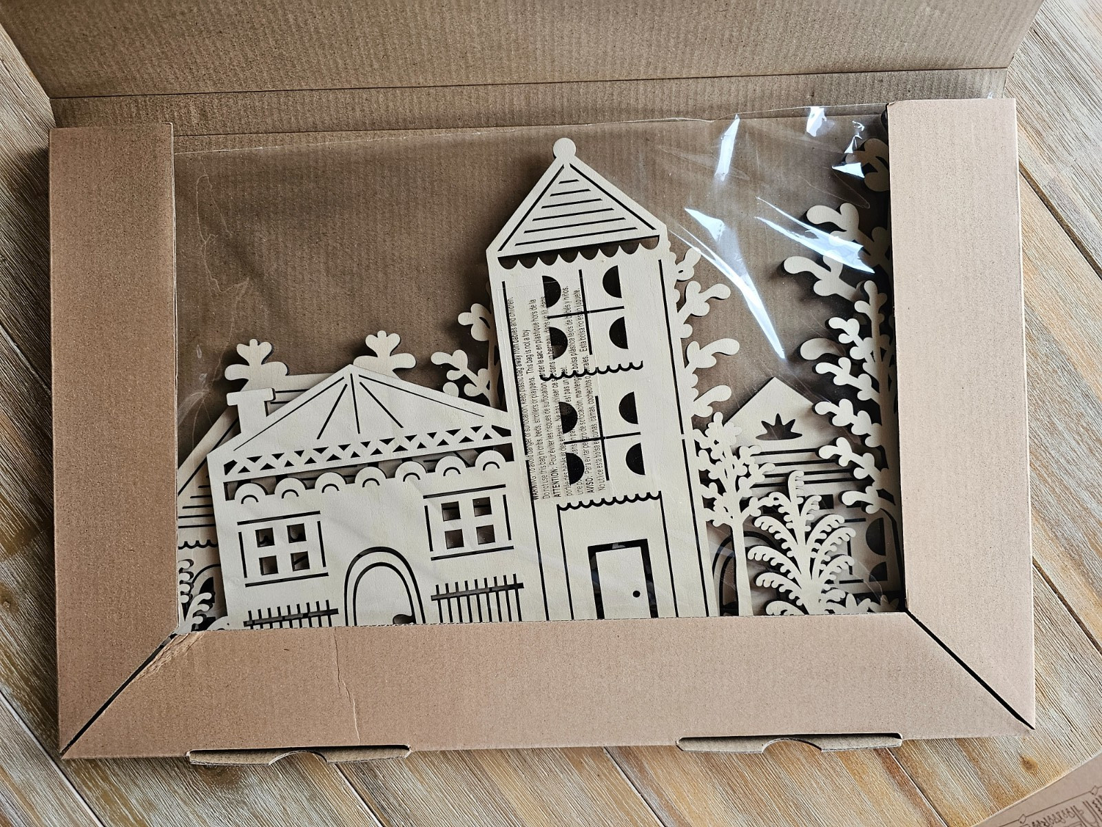 Crate & Barrel Wood Village 2 & 3 Piece Stand Up Christmas Laser Cut House 2015