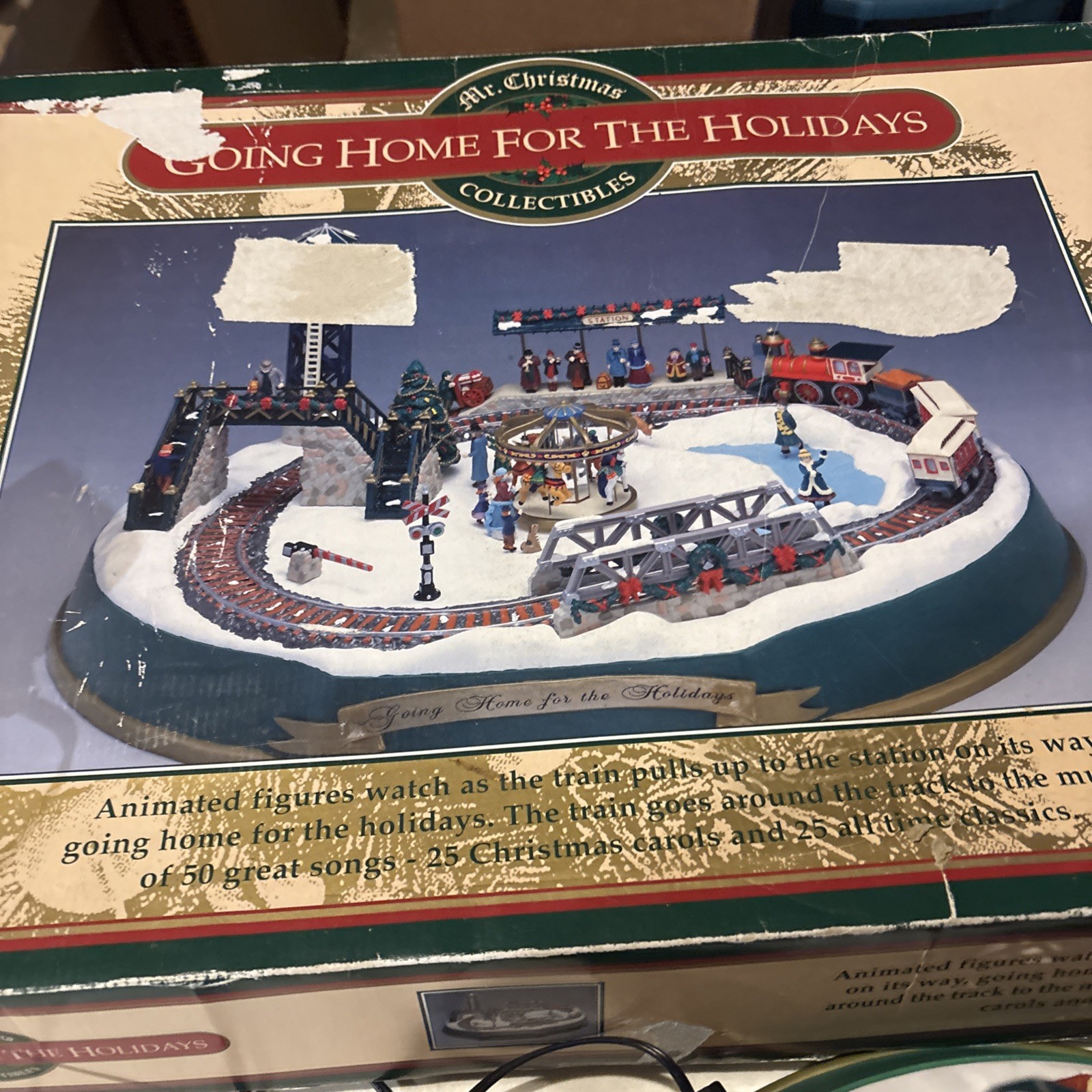 Mr. Christmas Going Home For The Holidays Animated Train EUC 50 Songs Working