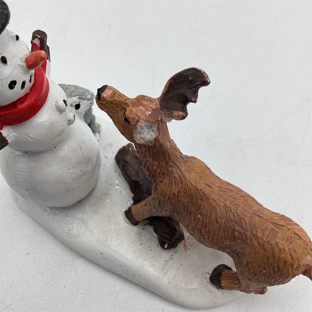 Christmas Village Figurine “Snack Time” Snowman & Reindeer Scene