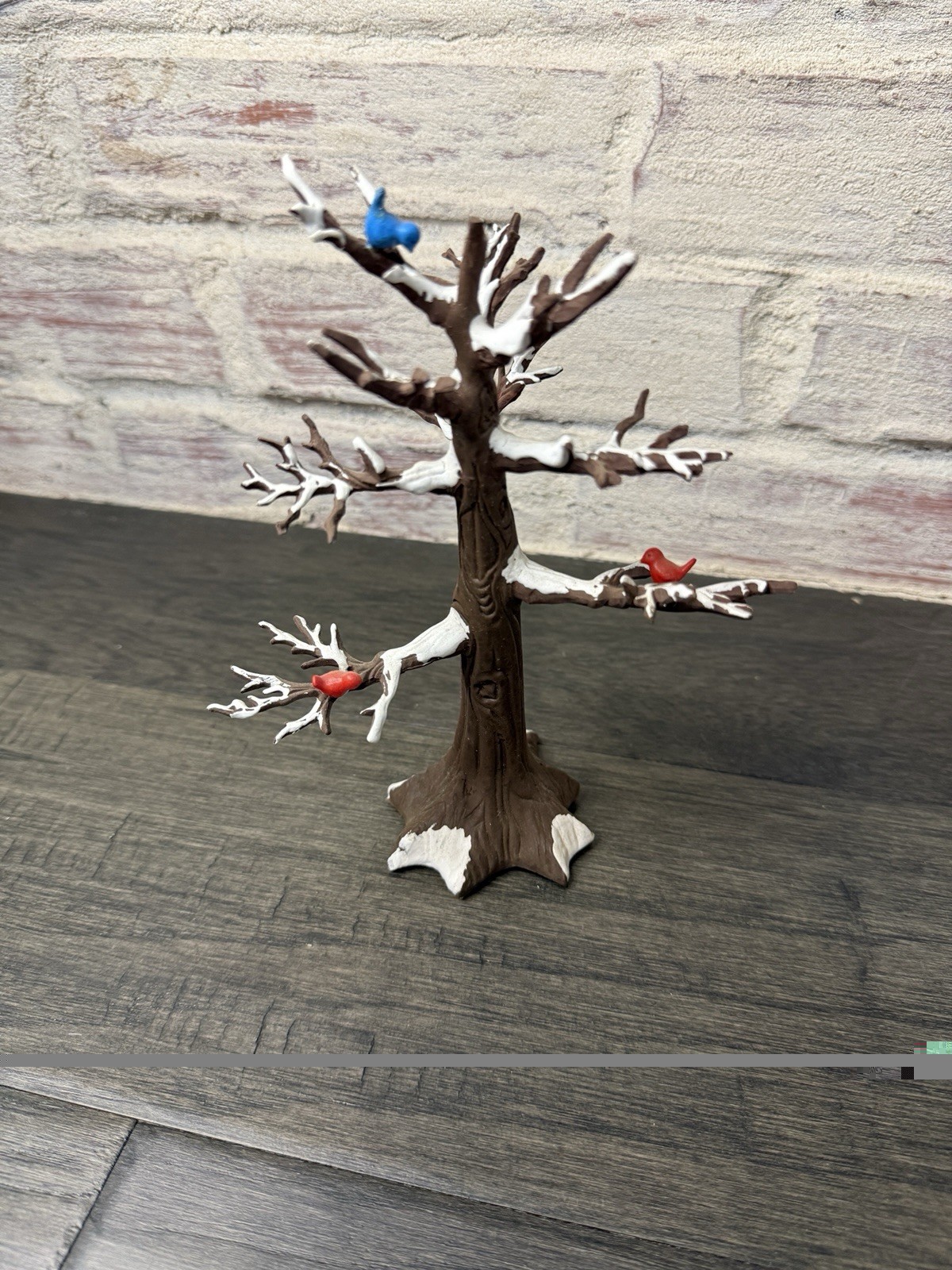 Dept 56 Vintage Brown Snow Tree With Blue And Red Birds Winter Christmas