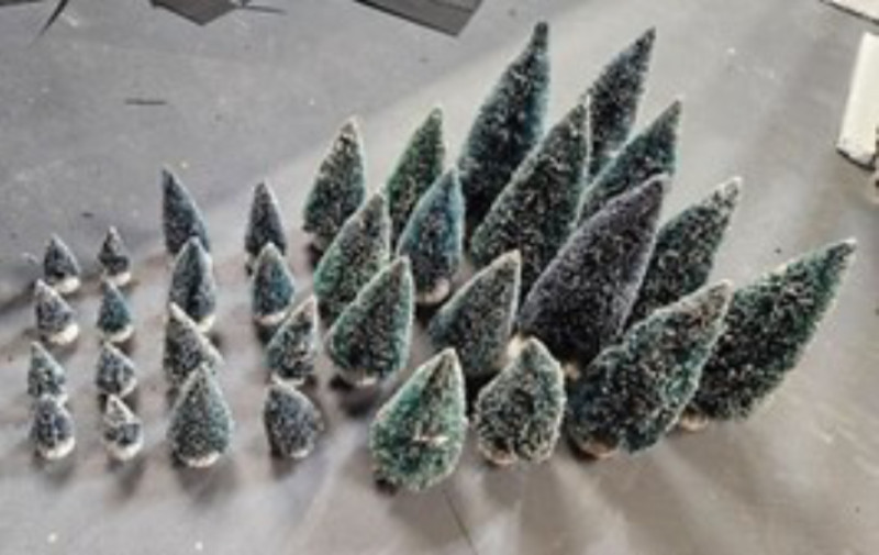 Lot of 190 Frosted Brush & Pine Christmas Village Trees Variety Mixed 1-9” LEMAX