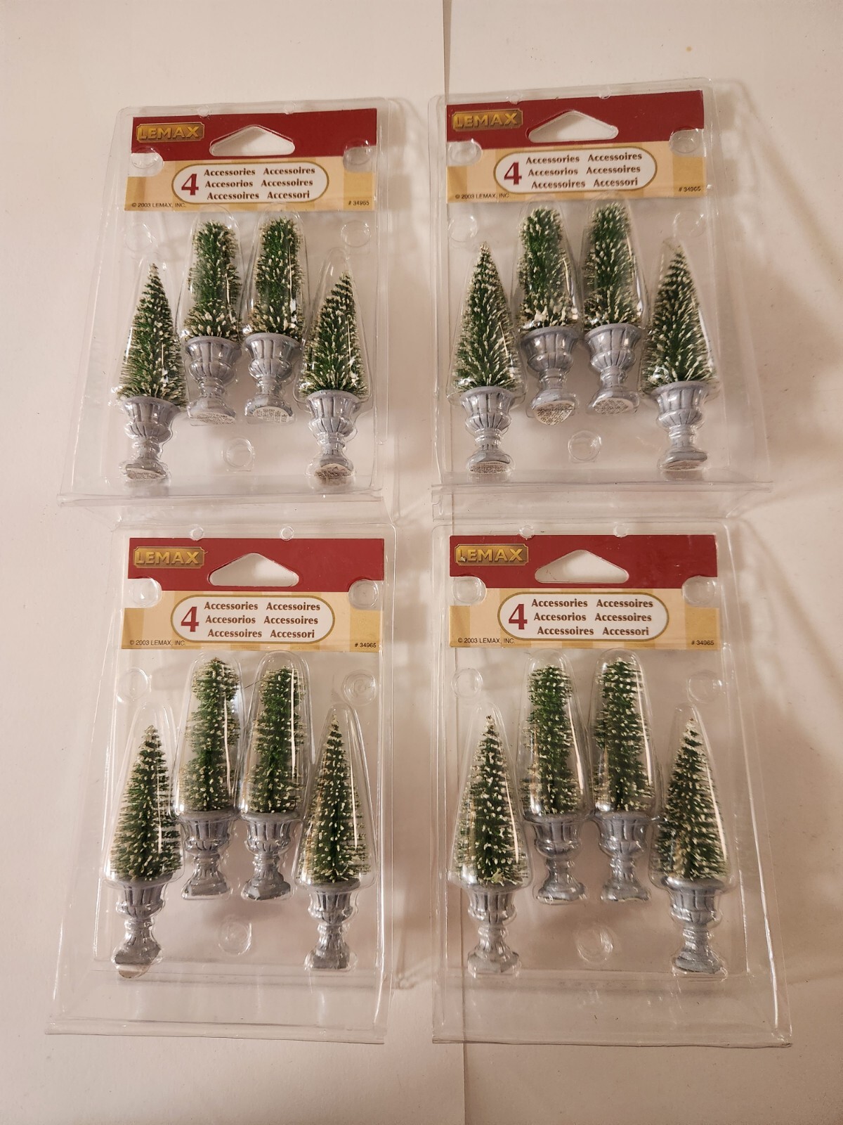 Lot Of 4 2003 Lemax Christmas Village Cone-Shaped & Sculpted Topiaries Tree Sets