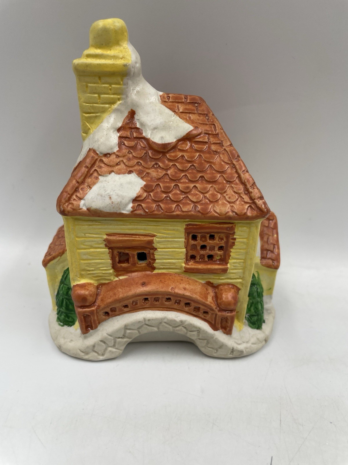 Vintage Orange Roof House Cabin Christmas Village