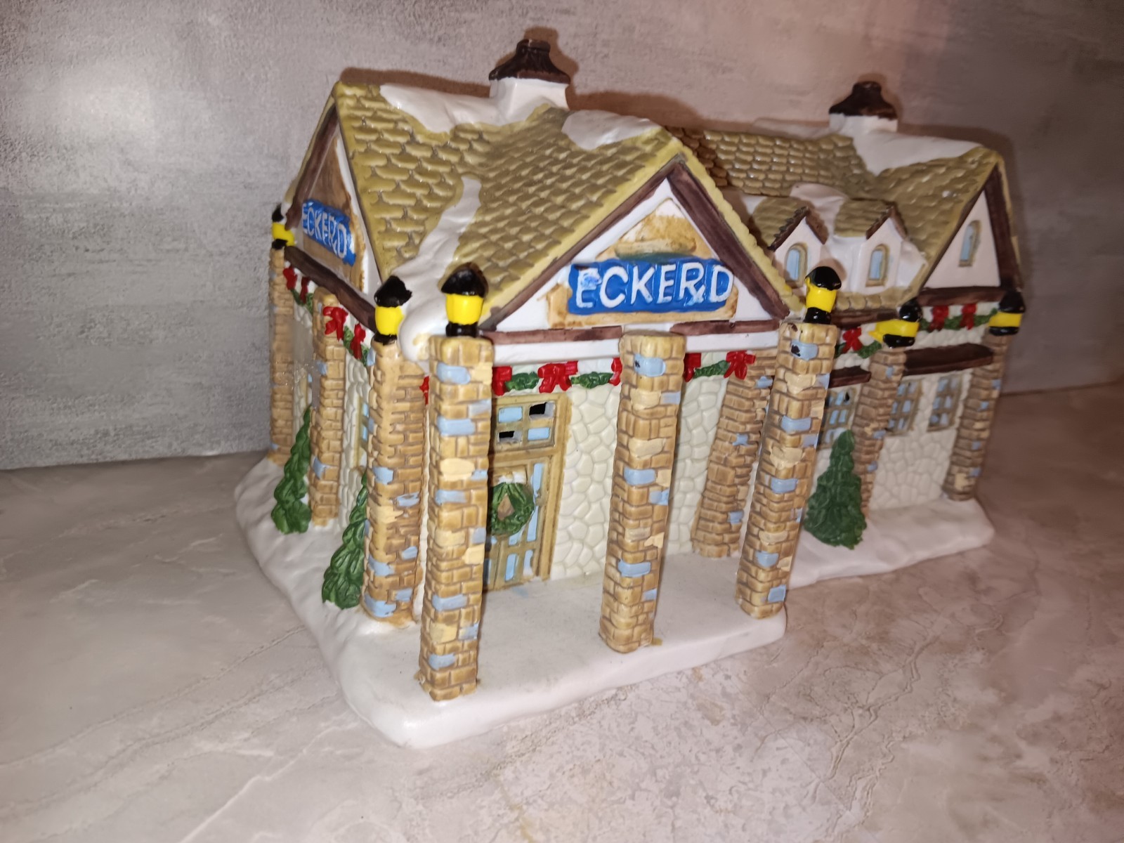 Vintage Eckerd Drug Store Winter Valley Porcelain Lighted Christmas Village RARE