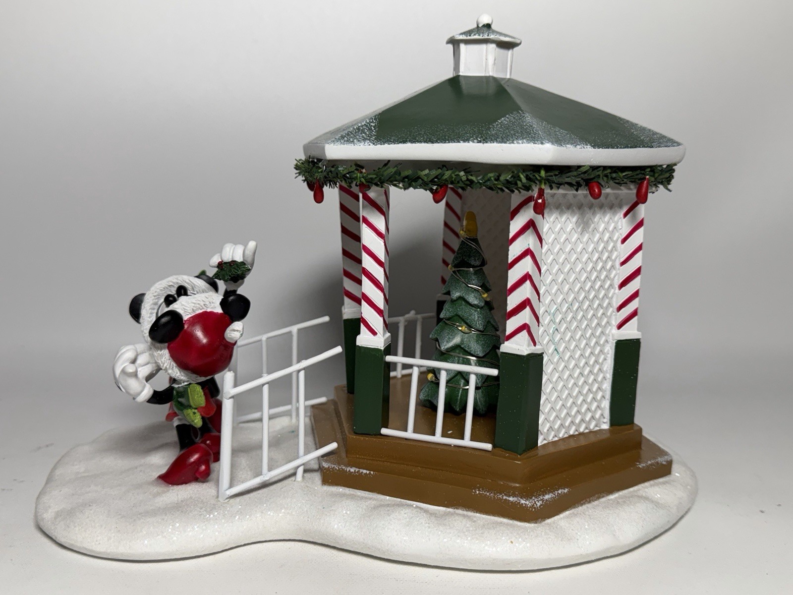 Disney Mickey Mouse St. Nicholas Square Mistletoe Gazebo Handpainted Tree Lights