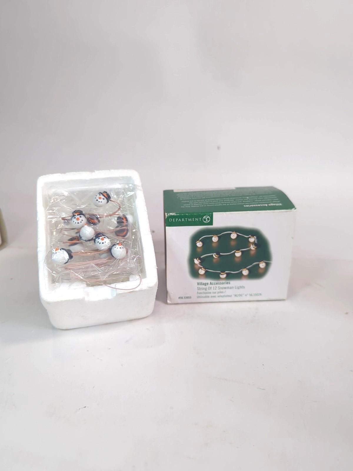 Dept 56 String Of 12 Snowman Lights Village Accessories Open Box D5