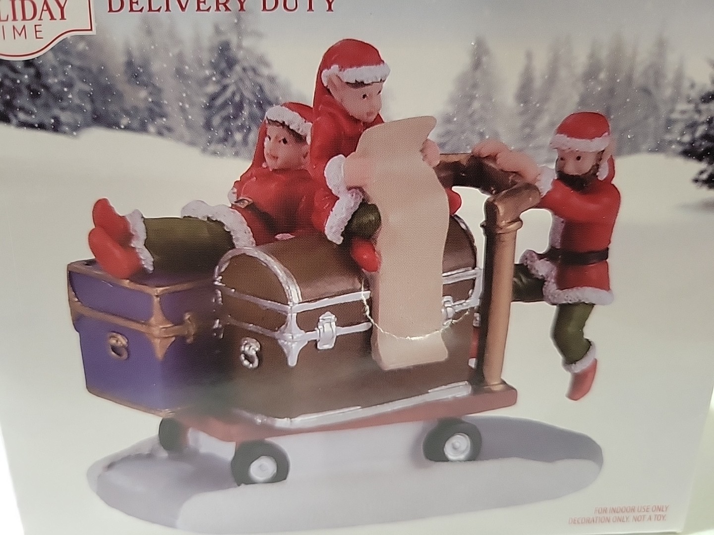 Christmas Village Elves Delivery Duty Decorative Figurine, 3.5″, by Holiday Time