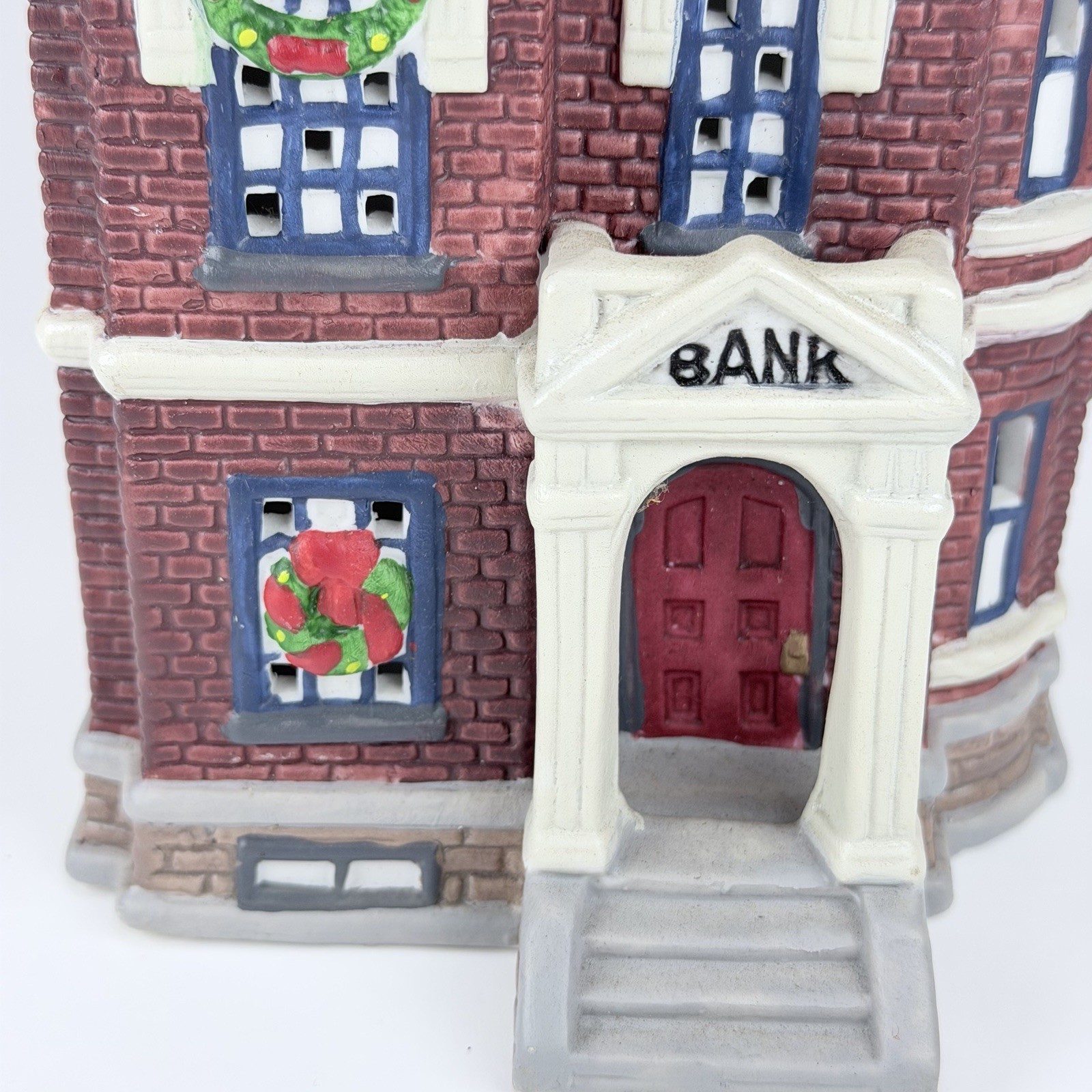 Christmas Village Bank, Missing Light Holiday Decoration 8” High