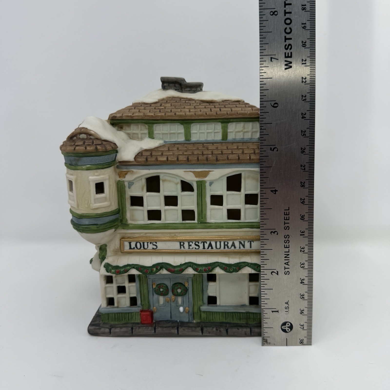 Mercuries USA Lighted Christmas Village House “Lou’s Restaurant” 1998