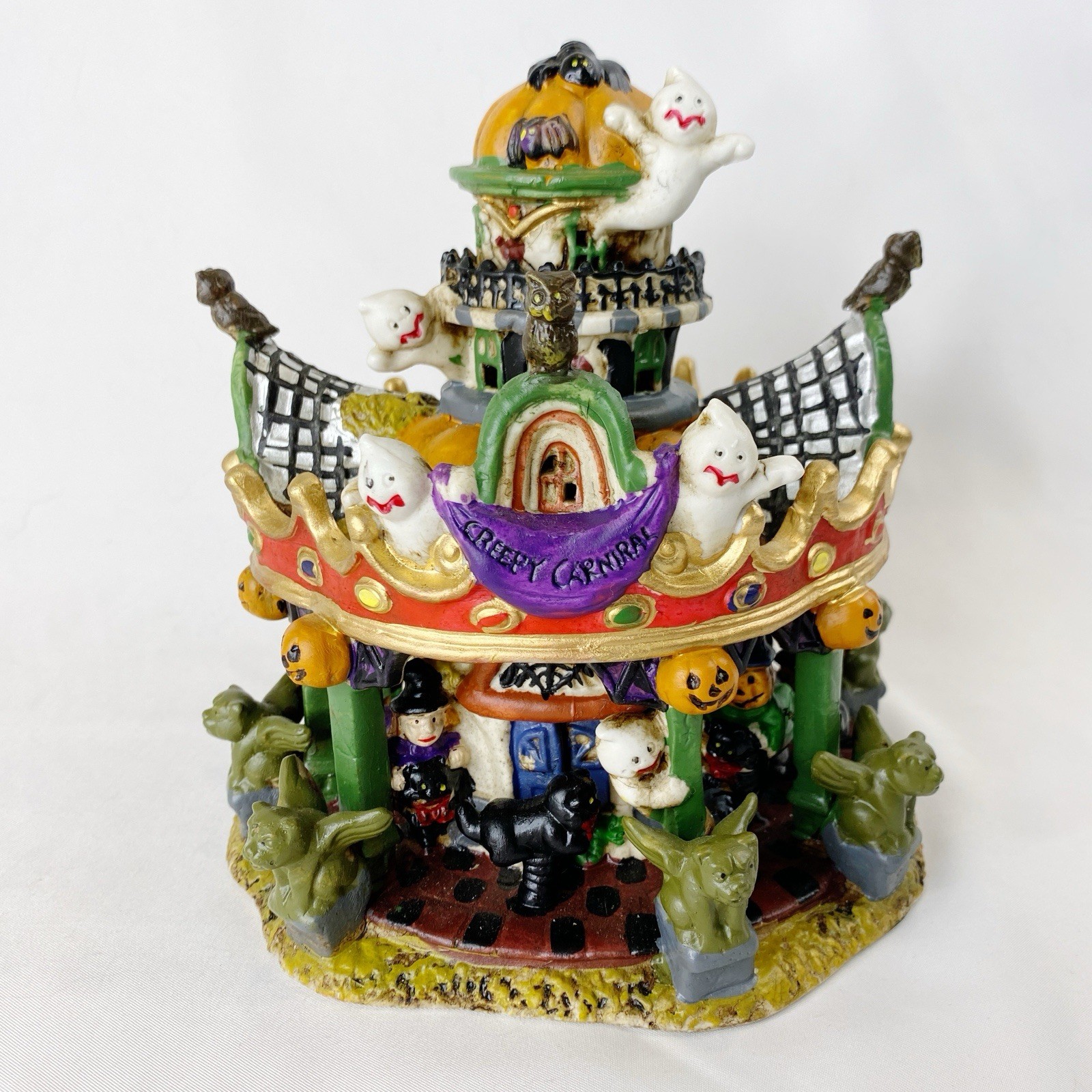 Lemax Creepy Carnival Carousel Halloween Gargoyles Ghosts Owls READ SHIPPING