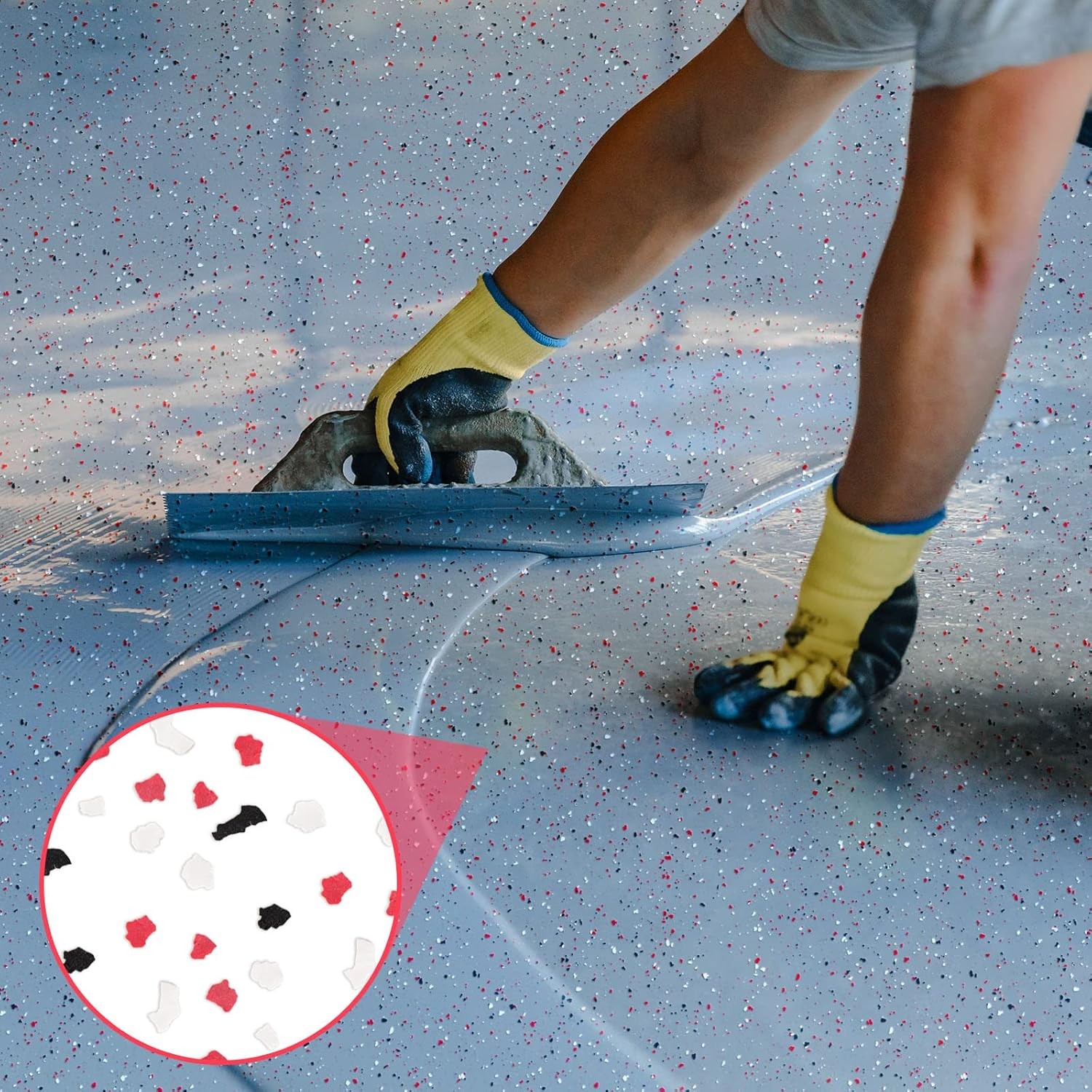 Timtin 2.4 KG / 5.3 LB Decorative Epoxy Floor Flakes Paint Red, Black, White