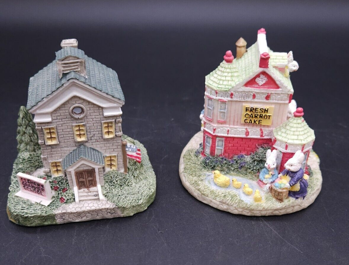 Lot Of 2 The Bunny Family Village The Bunny Bakery And Duckling Deli Eh12 AH11