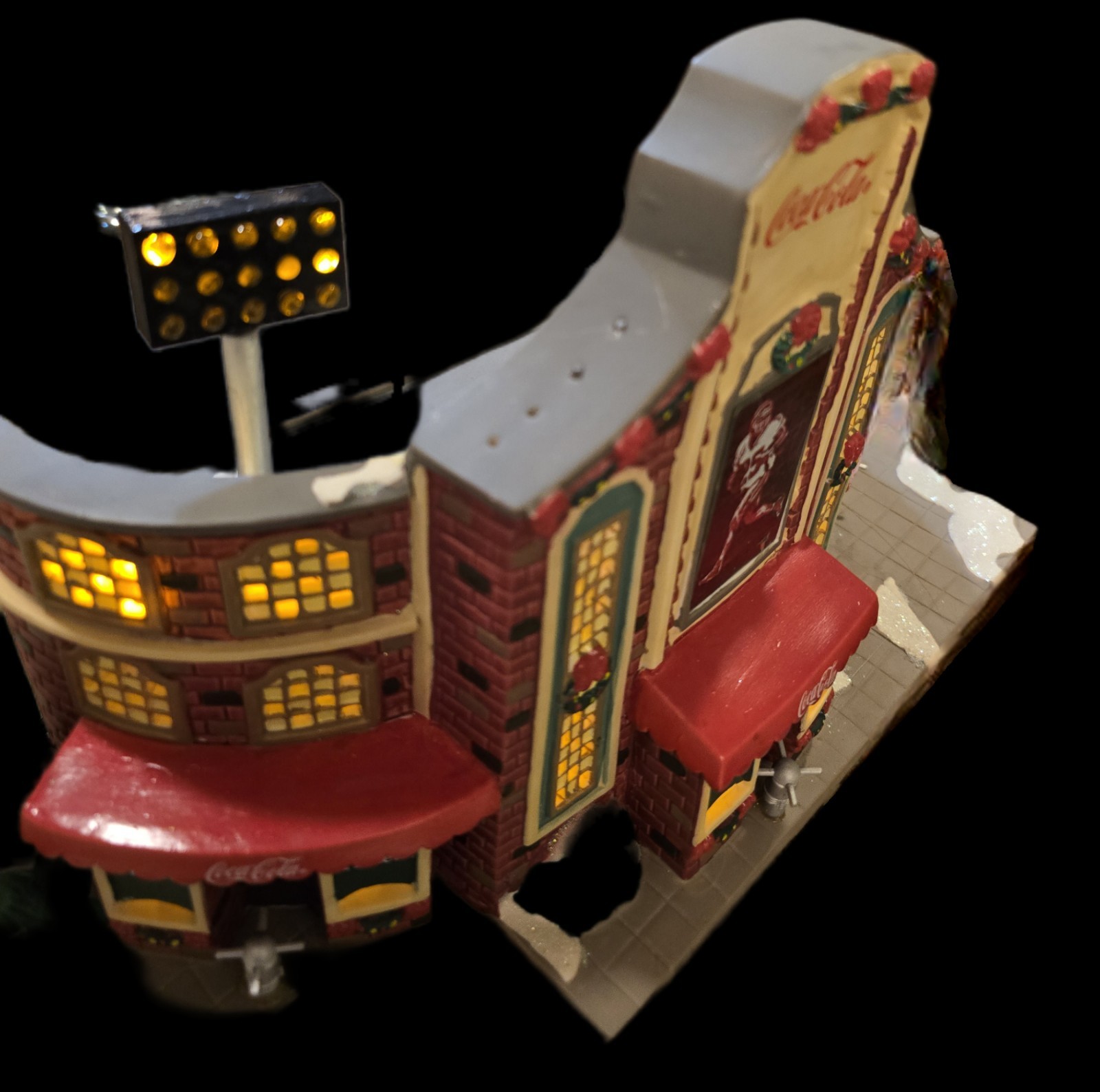 Coca-Cola Christmas Village Building 2007 Lighted Baseball Football Stadium