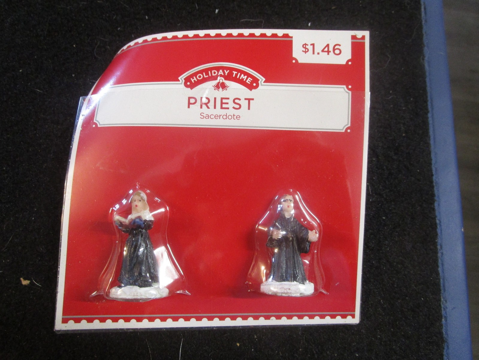 Christmas Village Accessories: Two Priest Figures by Holiday Time