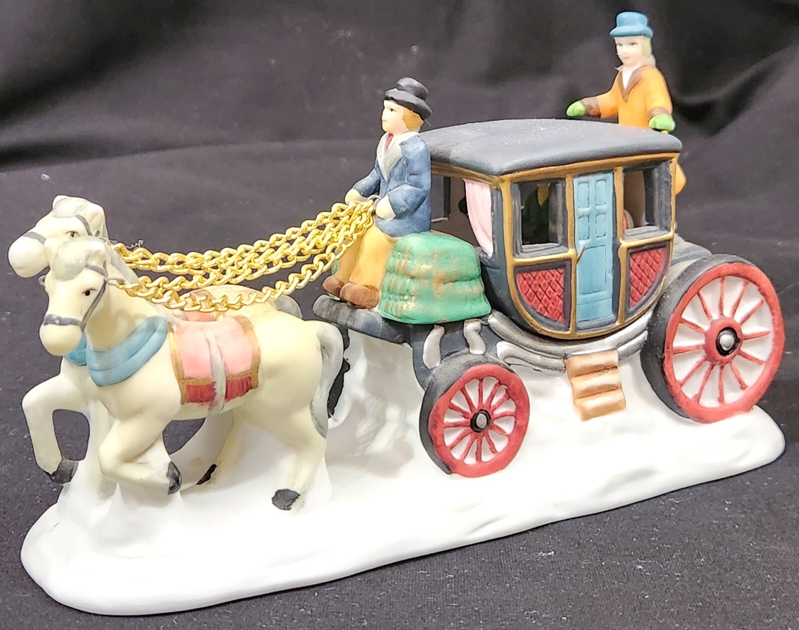 Dickens HORSE DRAWN CARRIAGE buggy Christmas Village building accessory DAMAGED
