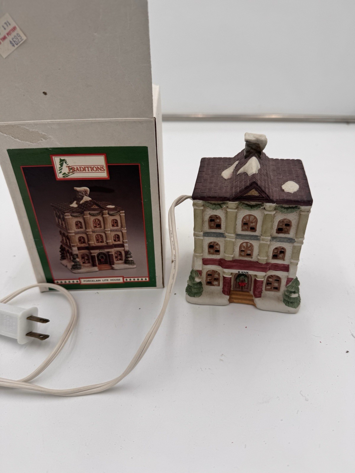The Christmas House Collection Town Bank illuminated Porcelain Item # 088534
