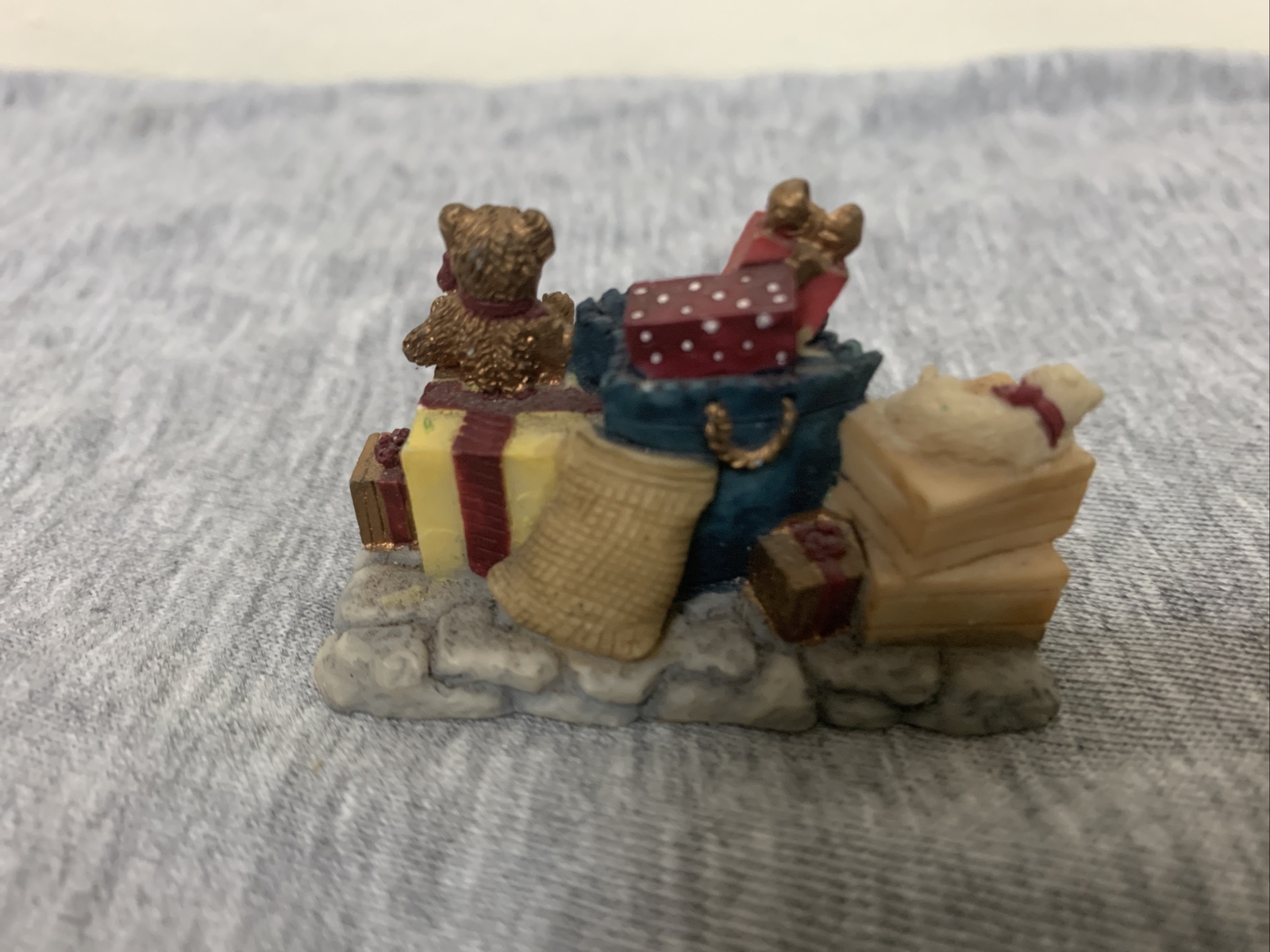 Vintage Resin Christmas Village Presents Gathering Figurine