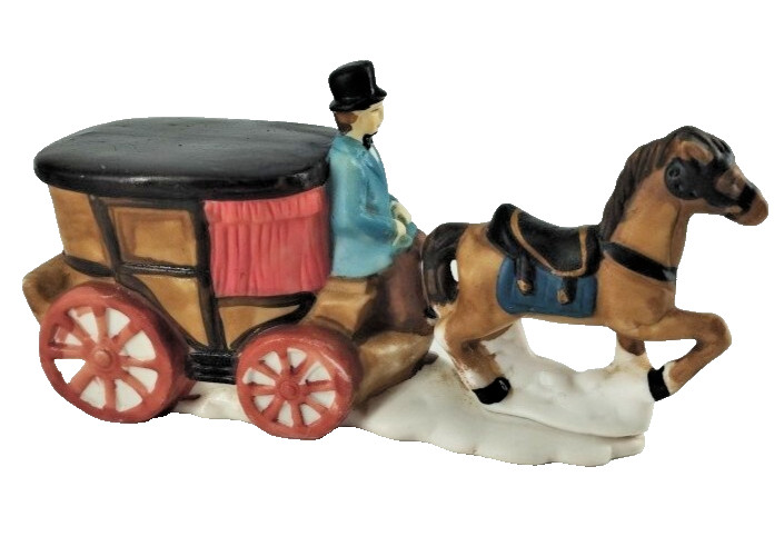 Caldor Hand Painted Porcelain Man In Top Hat & Jacket Driving Carriage Figurine