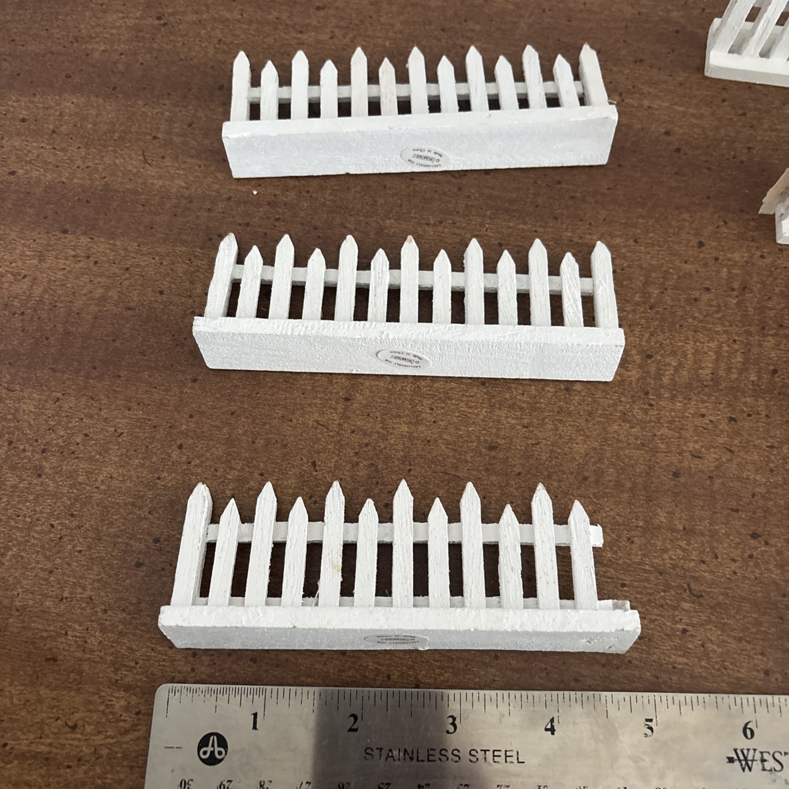 5 pieces Lemax White wood wooden picket fence 4.75″ & 3″
