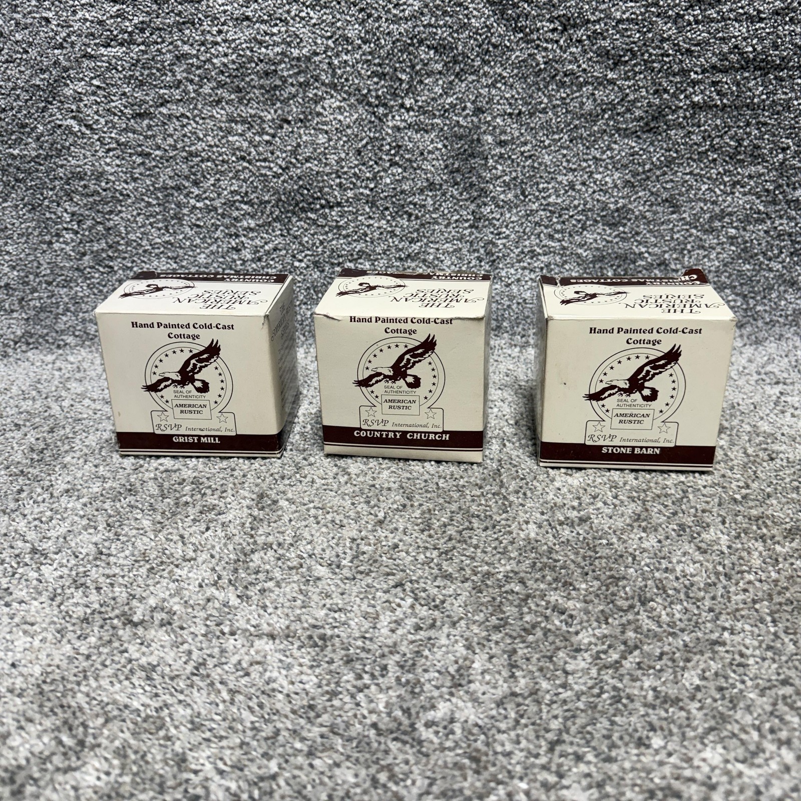 Vintage 1989 RSVP American Rustic Christmas Cottages Lot 5 Mini Houses W Boxes