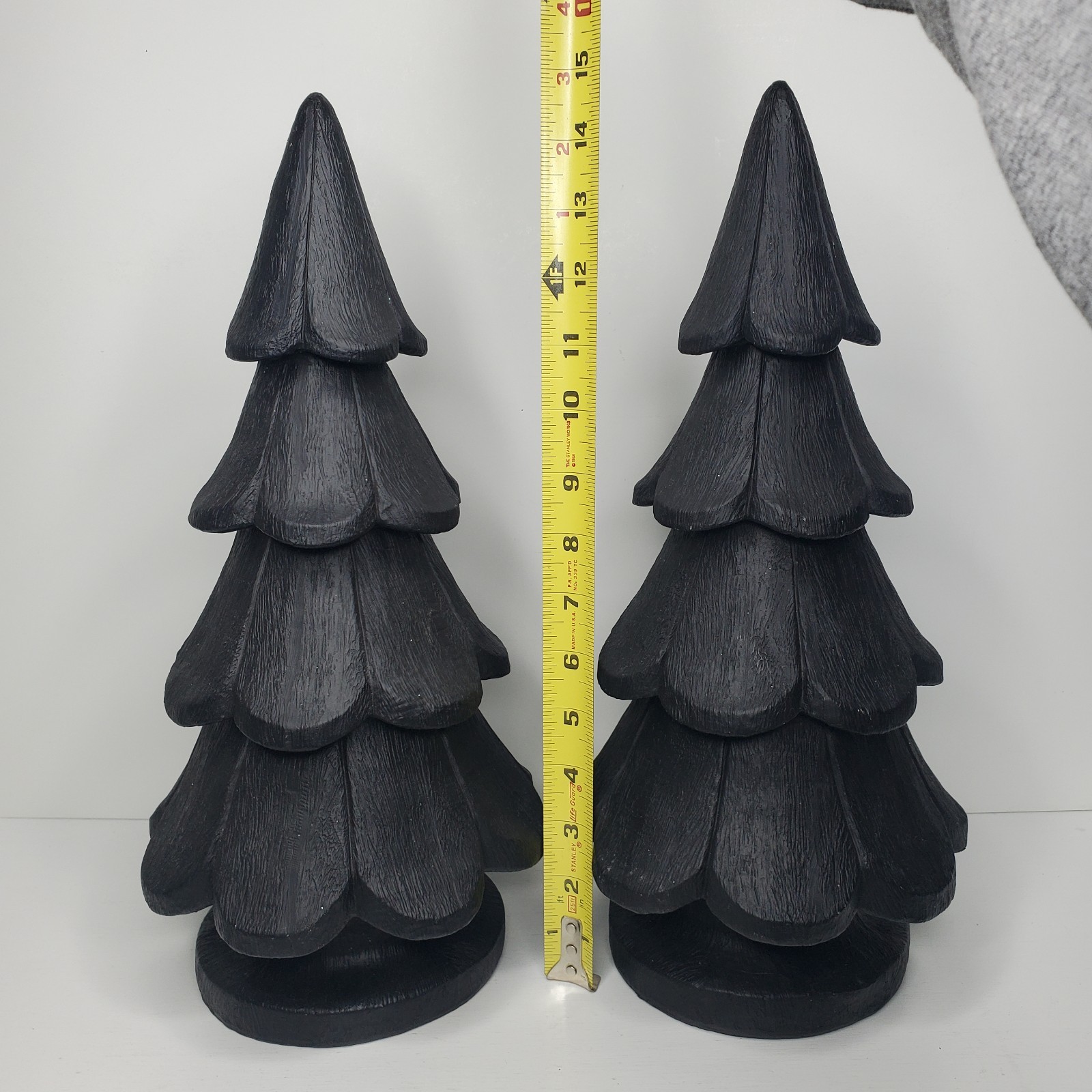 Halloween Trees Black Plastic Pine Trees Evergreen Tree 15 Inches Height