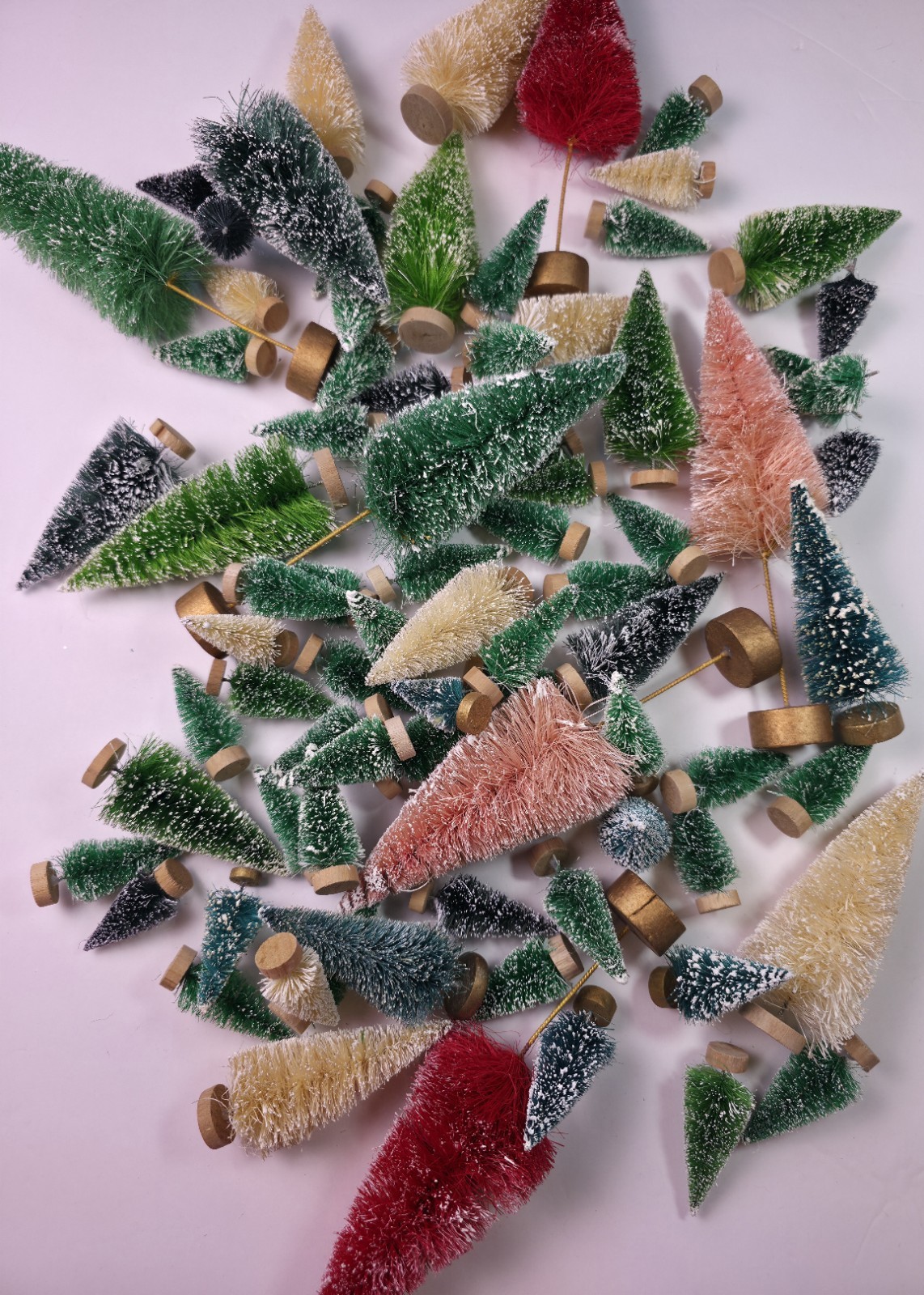 Huge Lot Of 80 Bottle Brush Christmas Trees Mix Vintage Modern READ Craft