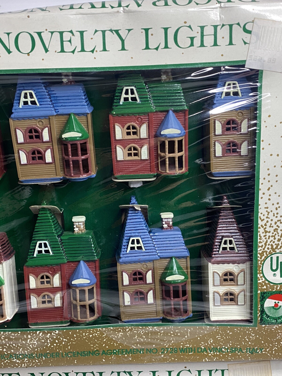 Vintage Victorian Houses Cottages String Lights Christmas Village Hard Plastic