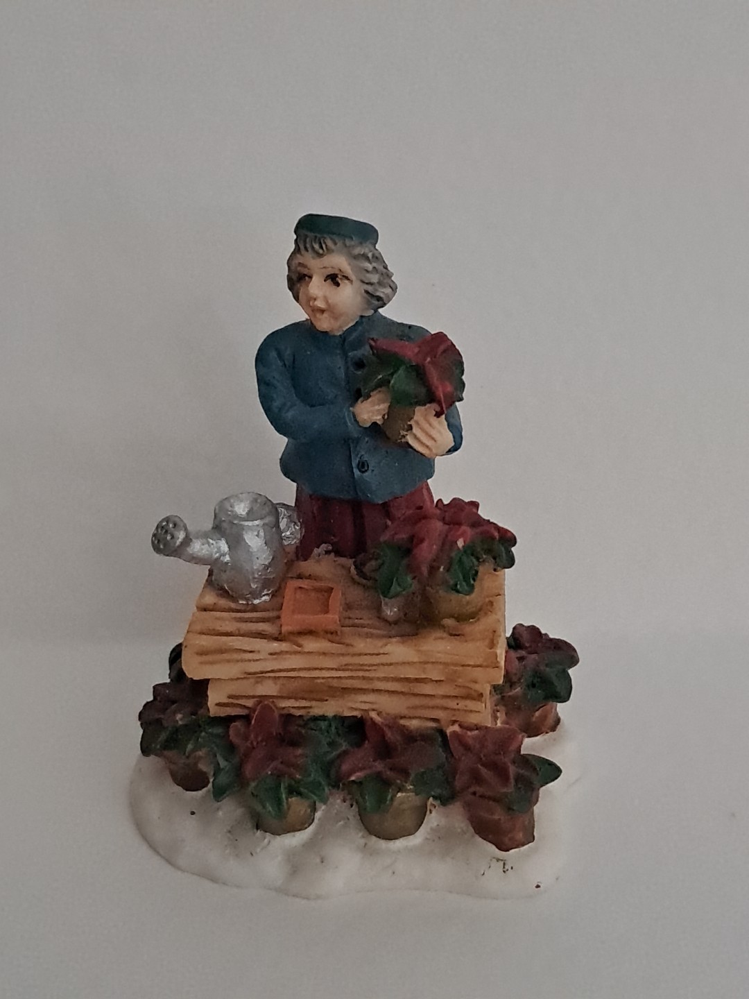 Grandeur Noel Village Lady w/Poinsettias Christmas 1999 Figure Replacement