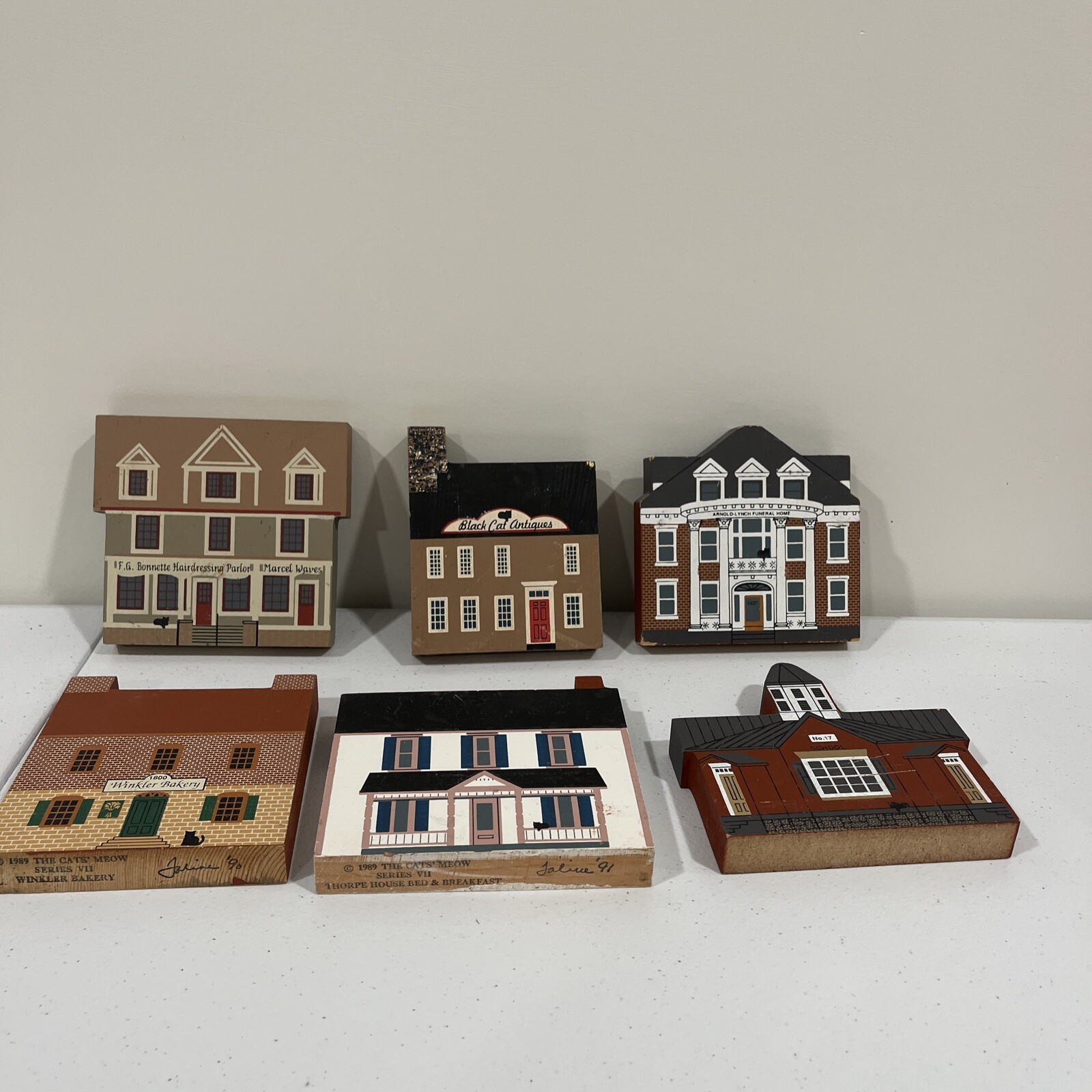Cat’s Meow Wooden Village House Collectibles Lot of 6 Series VII 7 Bakery School
