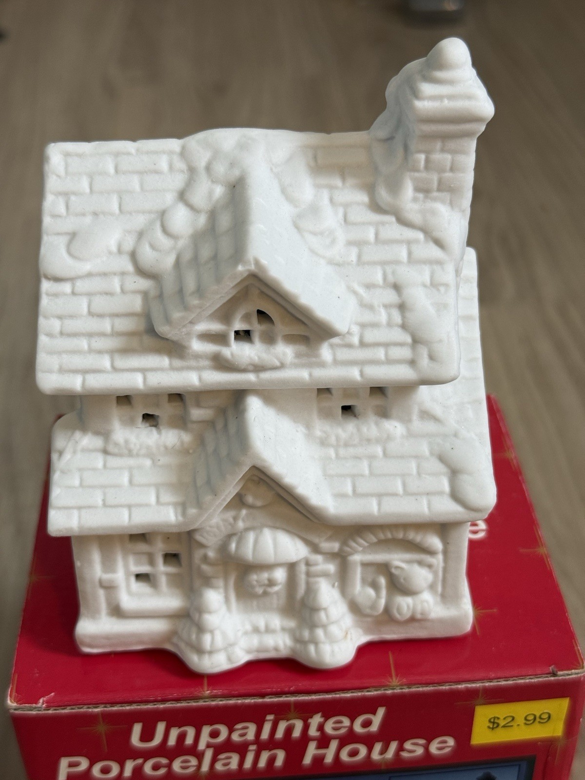 Vintage NOS 90s Porcelain House Village Christmas Ready To Paint Toy Shop
