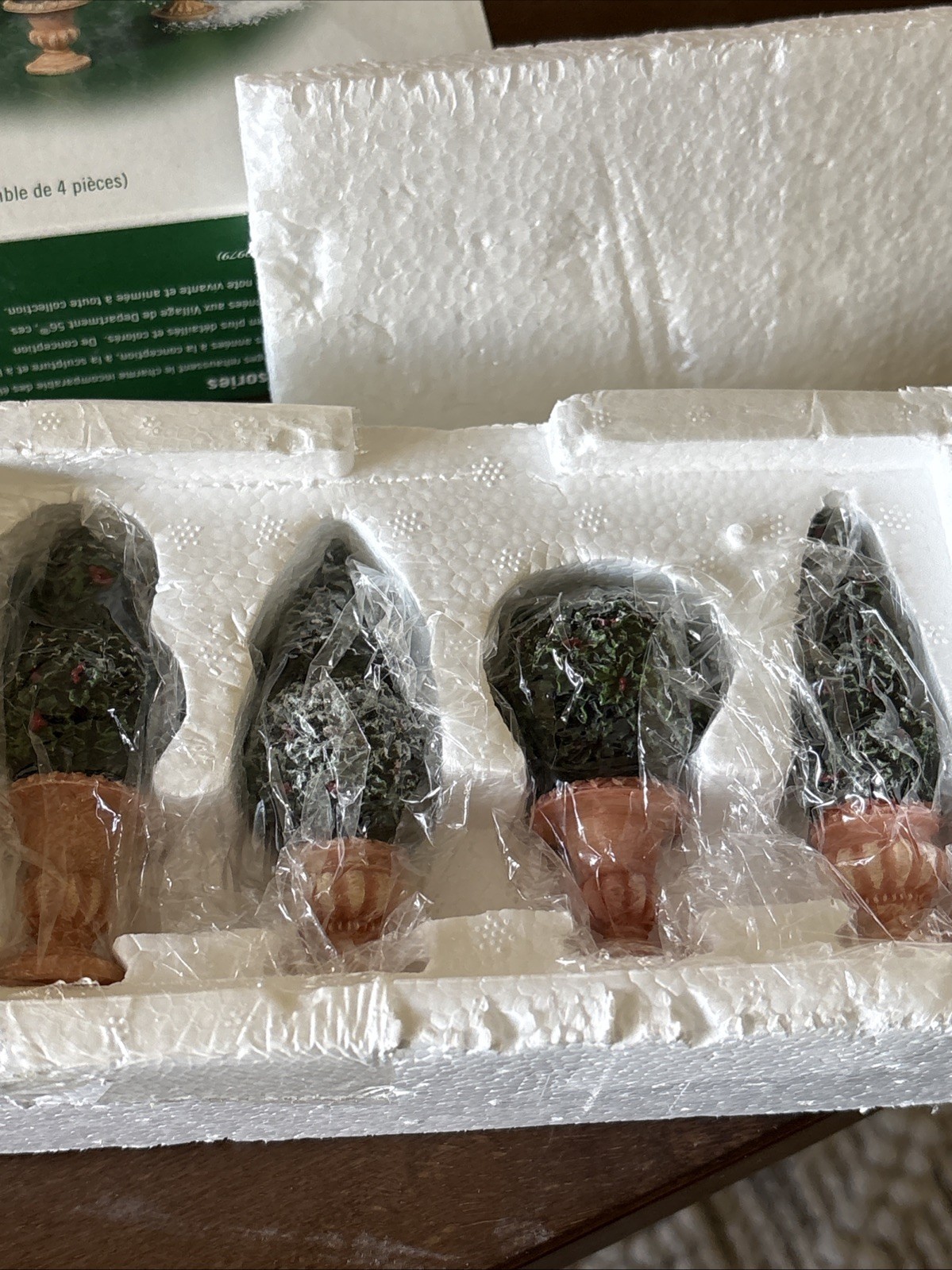 Dept 56 Ceramic Holly Topiaries Bush Plants Christmas Village Accessories 52899