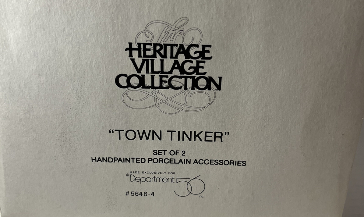 Dept 56 Heritage Village Collection “TOWN TINKER” #56464 Set 2 EUC