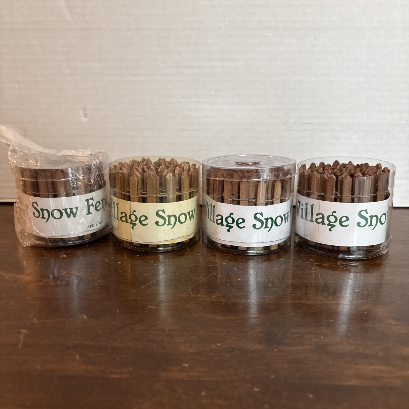 Lot of 4 Dept 56 Village Snow Fence Brown #5204-3 Read