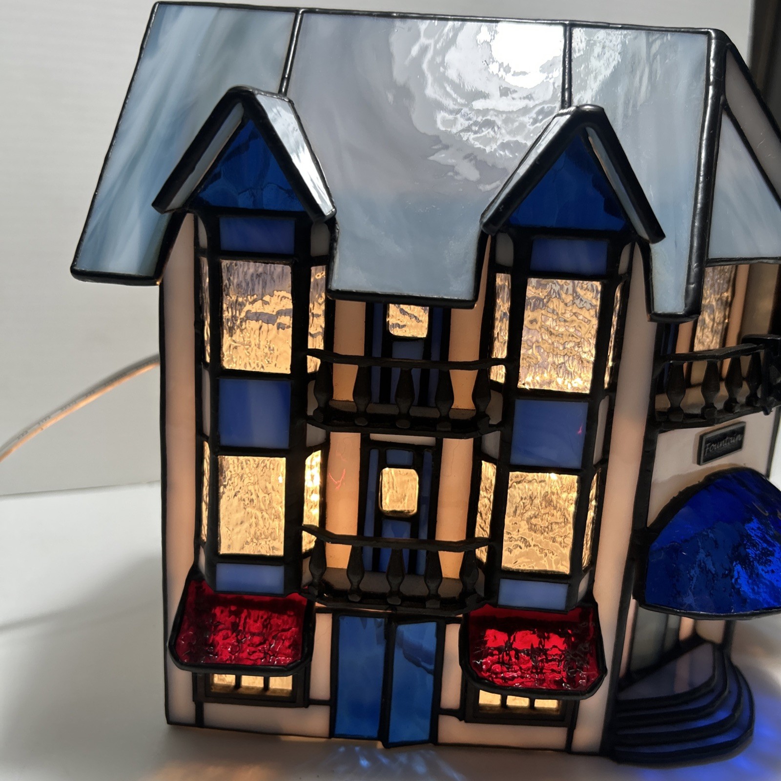 Forma Vitrum “Thompson’s Drug Store” lighted stained glass building Limited Ed