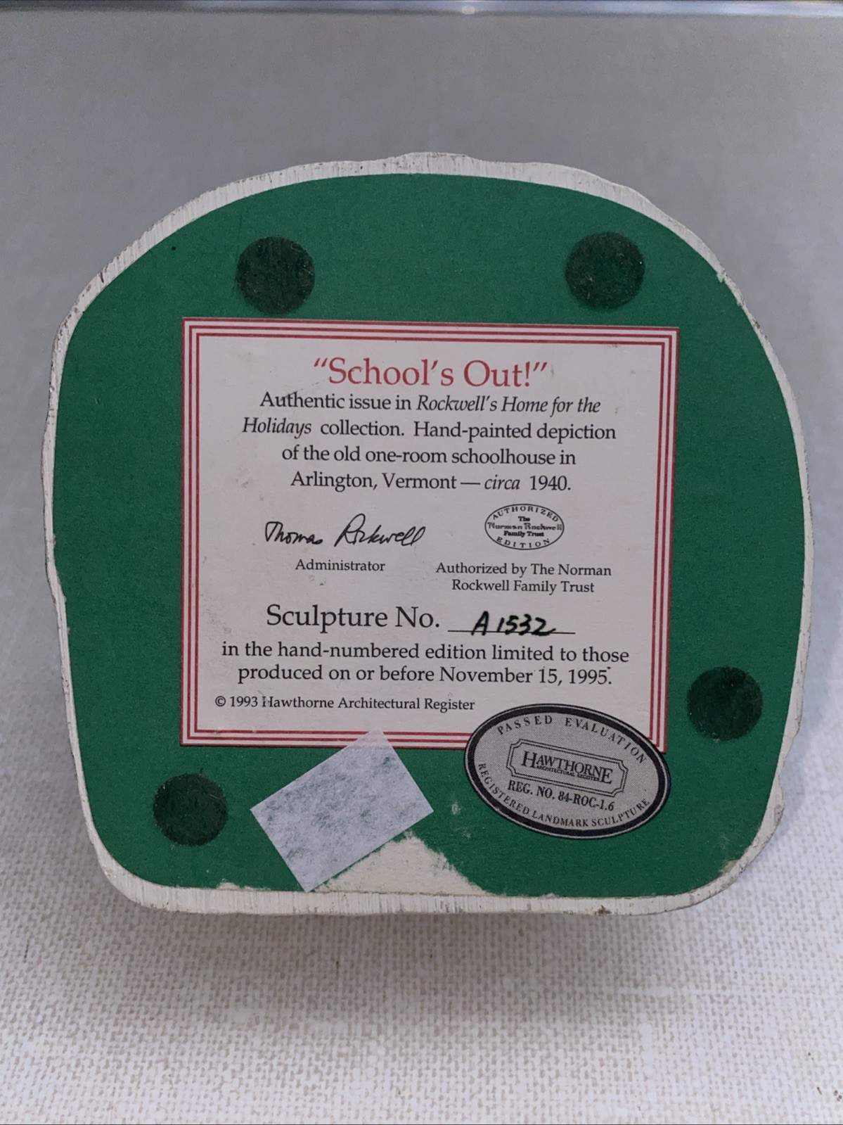 Vintage 1993 Schools Out! Sculpture No. A1532 Limited Edition Christmas Decor