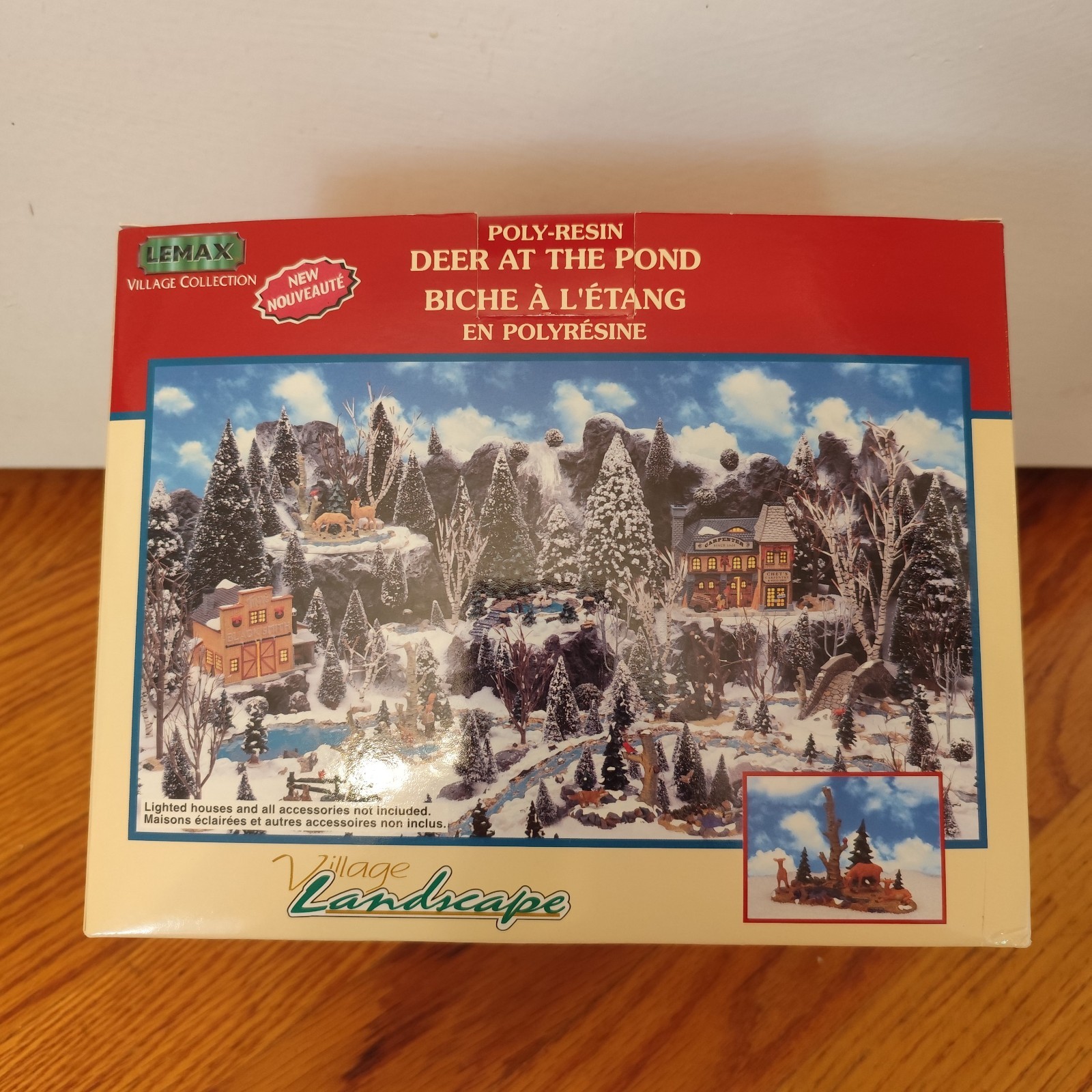 2000 LEMAX Village Landscape Poly-Resin Deer At The Pond (New)