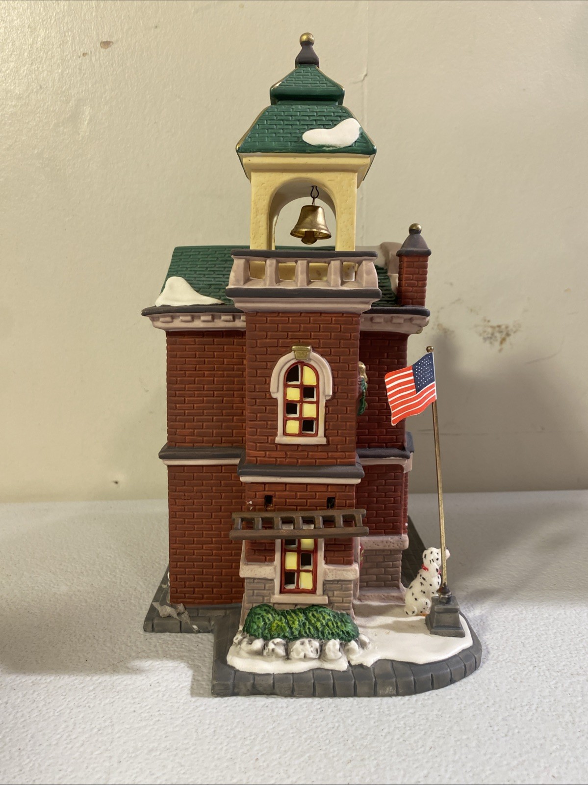 O’well Heartland Valley Lighted Christmas Village Fire Department Dalmatian Bell