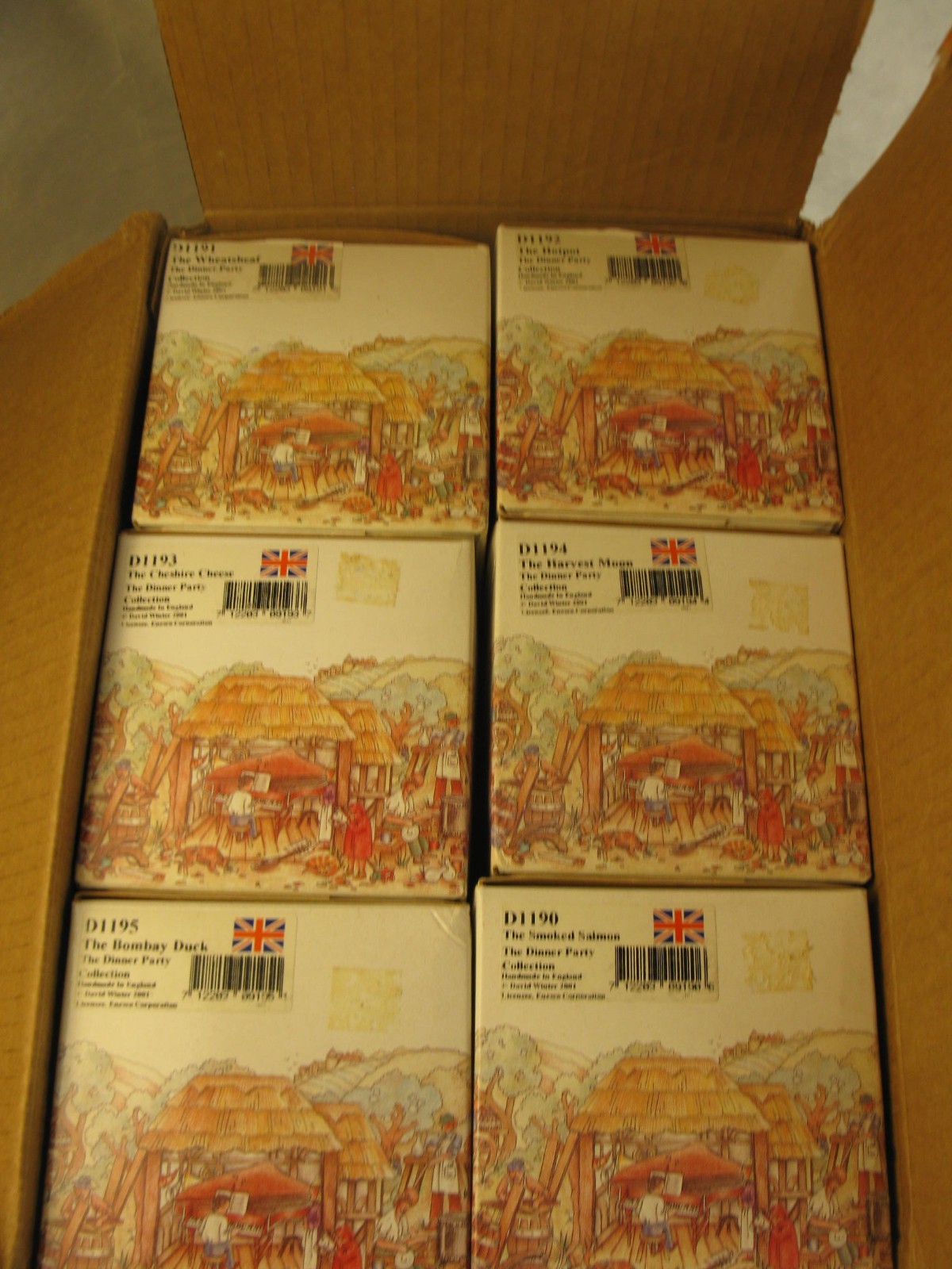 David Winter Complete set 6 Dinner Party pieces All MIB with COA